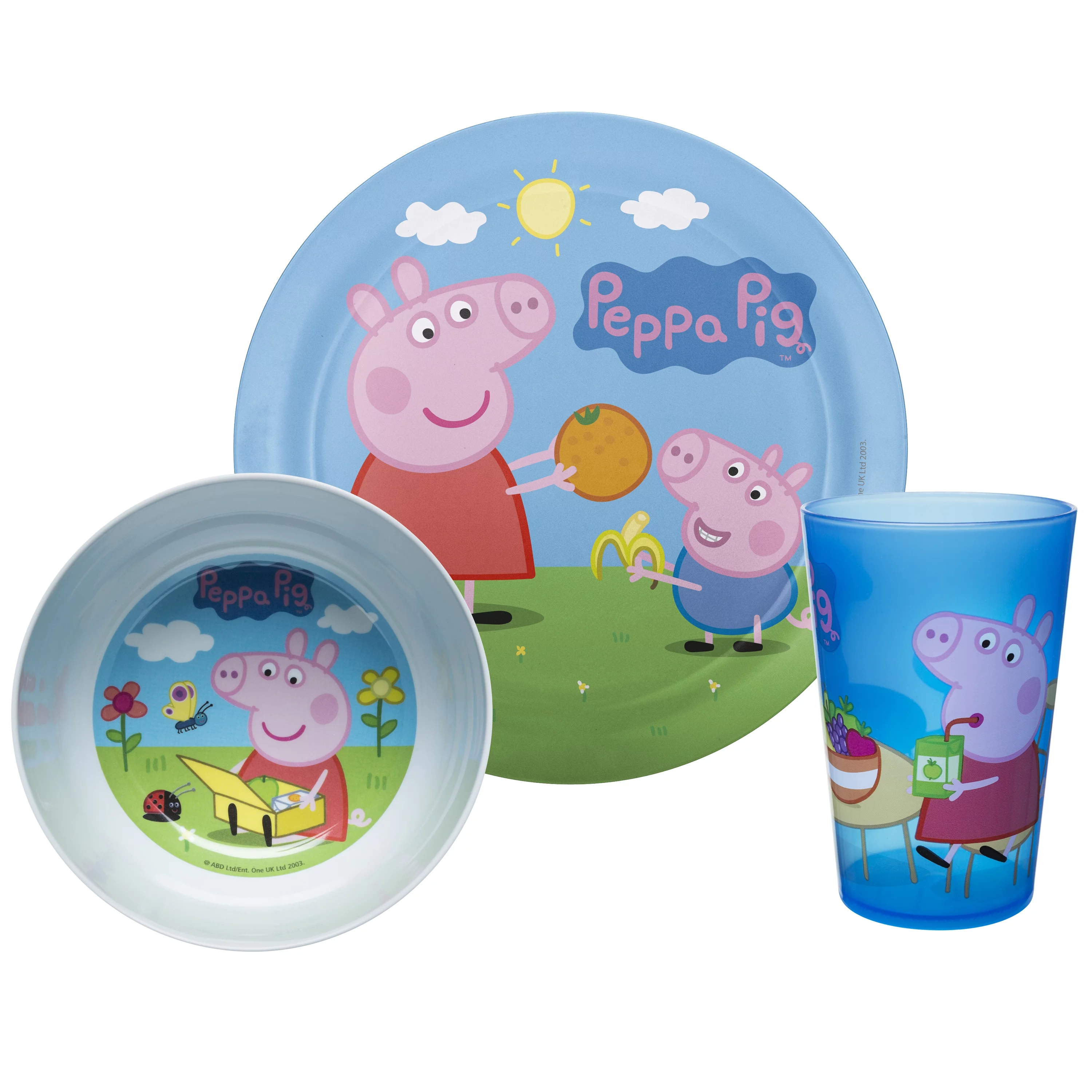 Zak Designs Peppa Pig Kids Dinnerware Set, Peppa & Friends, 3-Pieces Set