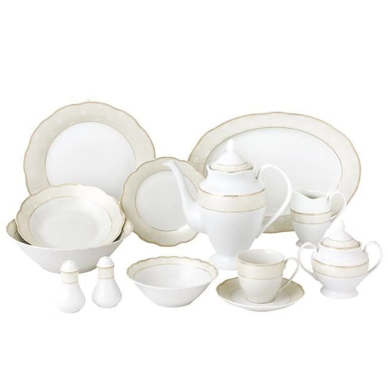 57 Piece Wavy Dinnerware Set & Porcelain China Service for 8 People - Tova