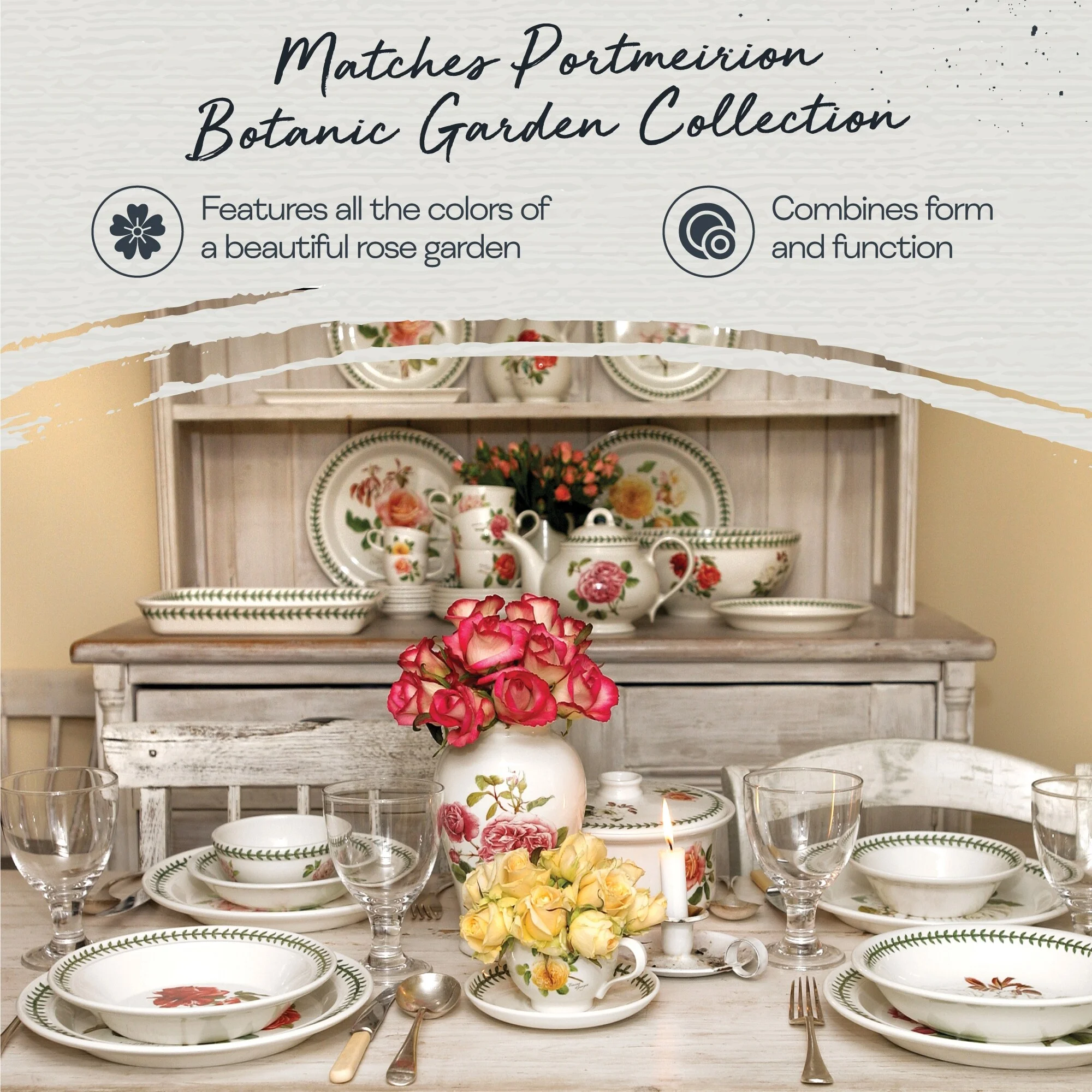 Portmeirion Botanic Roses Fruit Salad Bowl with Assorted Rose Motifs - 5.5 inch