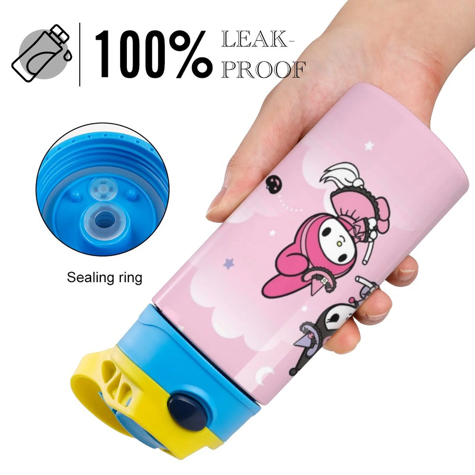 Playing My Melody Children's Water Bottle Vacuum Insulated Stainless Steel Cup With Straw Toddler Thermoses