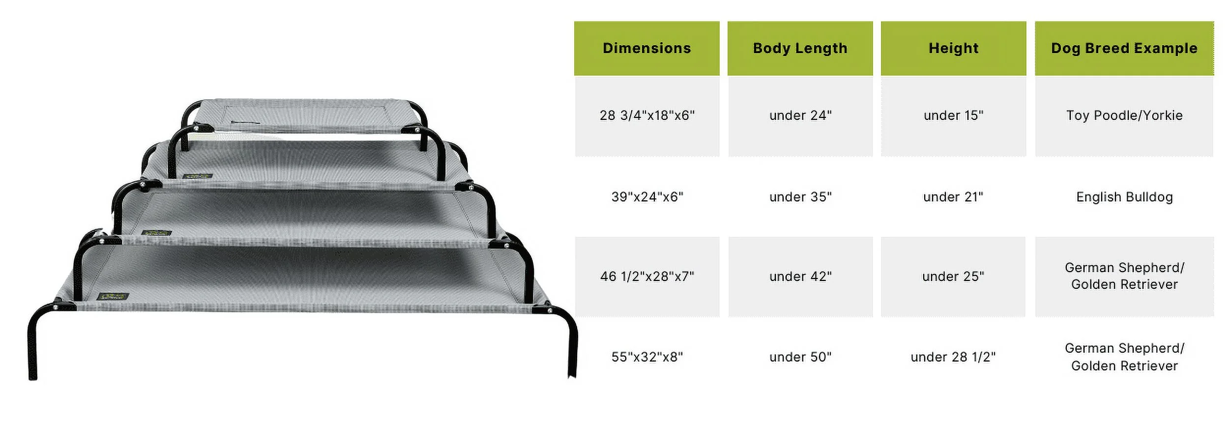 Go Pet Club Elevated Cooling Pet Cot Bed, Solid Grey