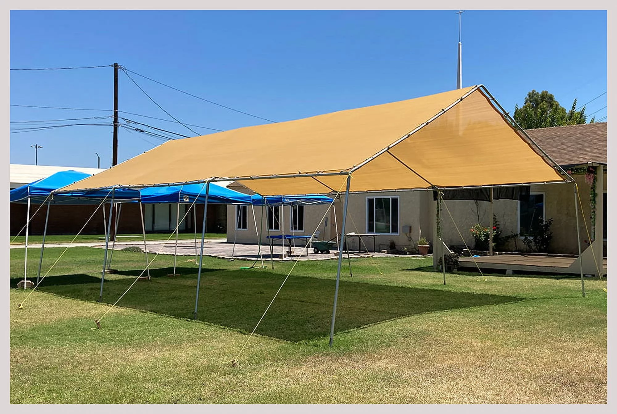 (6' X 20') (Beige) HD Mesh Tarp Net Sun Shade Fence Screen Patio Canopy Top