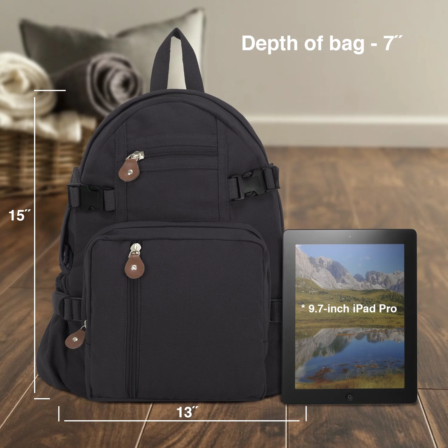 ISIS Hunting Permit Army Sport Heavyweight Canvas Backpack Bag in Black, Small