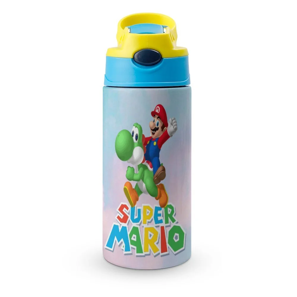 Game Super Mario Kid's Insulated Water Bottle With Straw Vacuum Stainless Steel Cup Leak-Proof Children Toddler Thermoses
