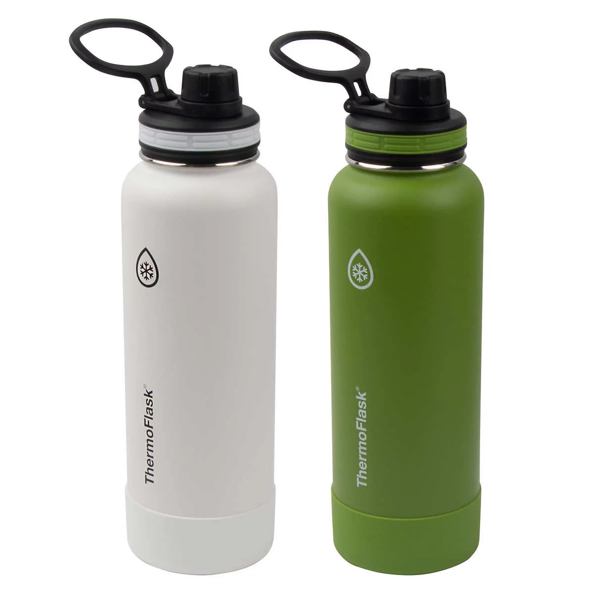 Thermoflask Insulated 40 oz Stainless Steel Water Bottle with Spout Lid 2-pack Green and White