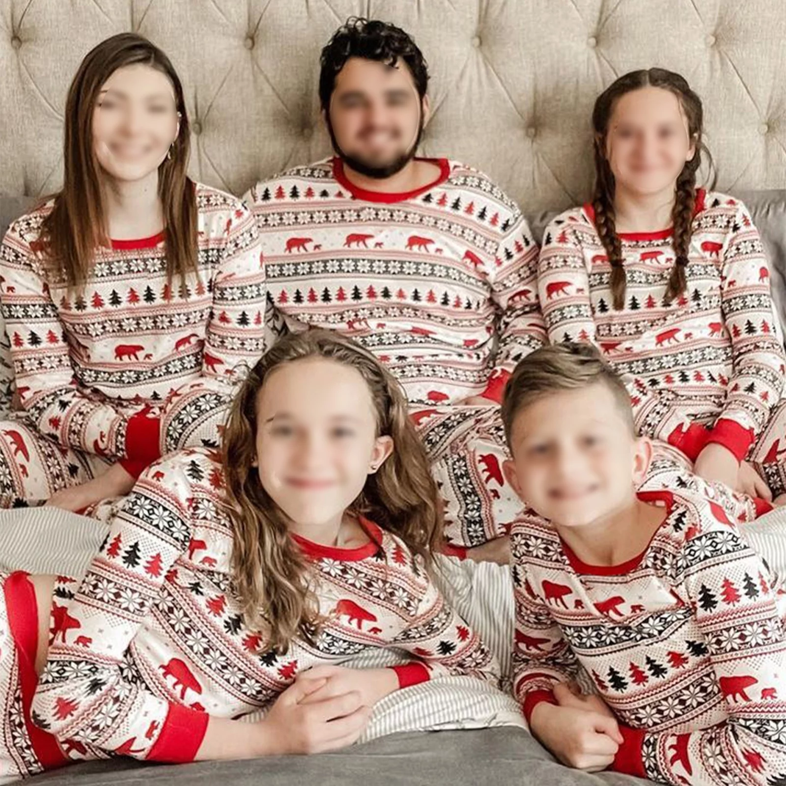 Canis Holiday Christmas Family Pajamas Matching Set Moose Xmas Pjs for Couples and Kids Baby Sleepwear