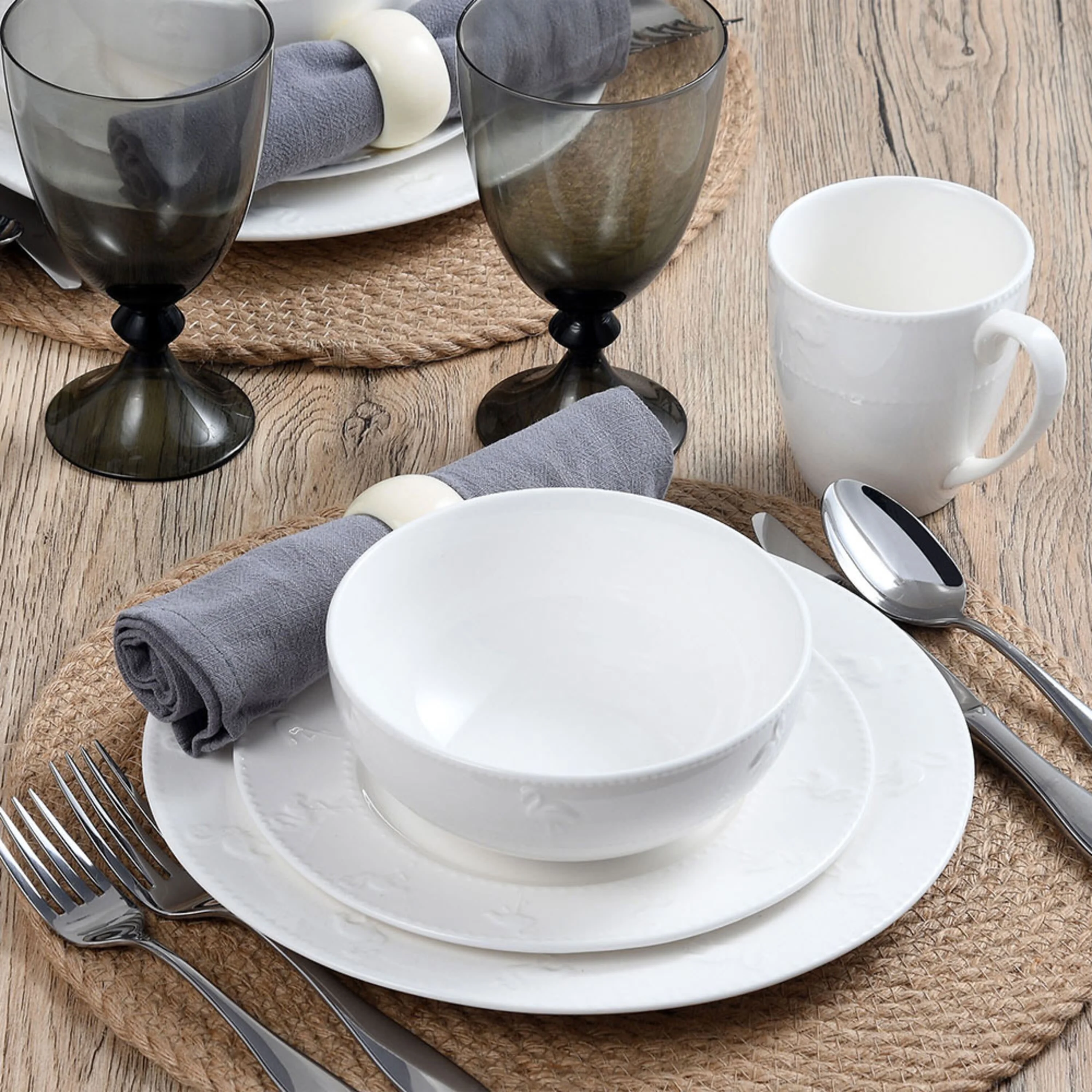 Pfaltzgraff® Flamingo 16-Piece Dinnerware Set Porcelain White