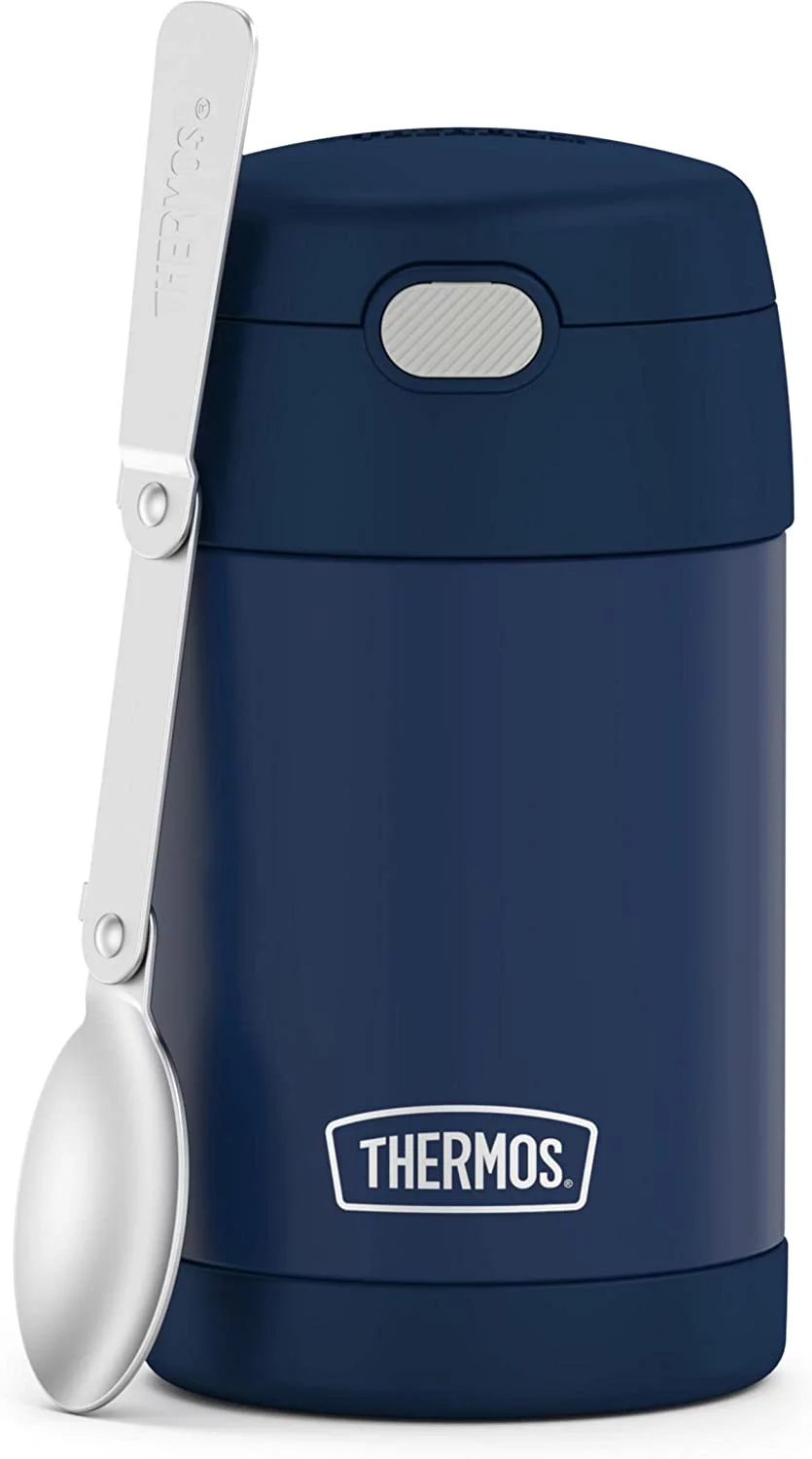 THERMOS FUNTAINER 16 Ounce Stainless Steel Vacuum Insulated Food Jar with Spoon, Navy