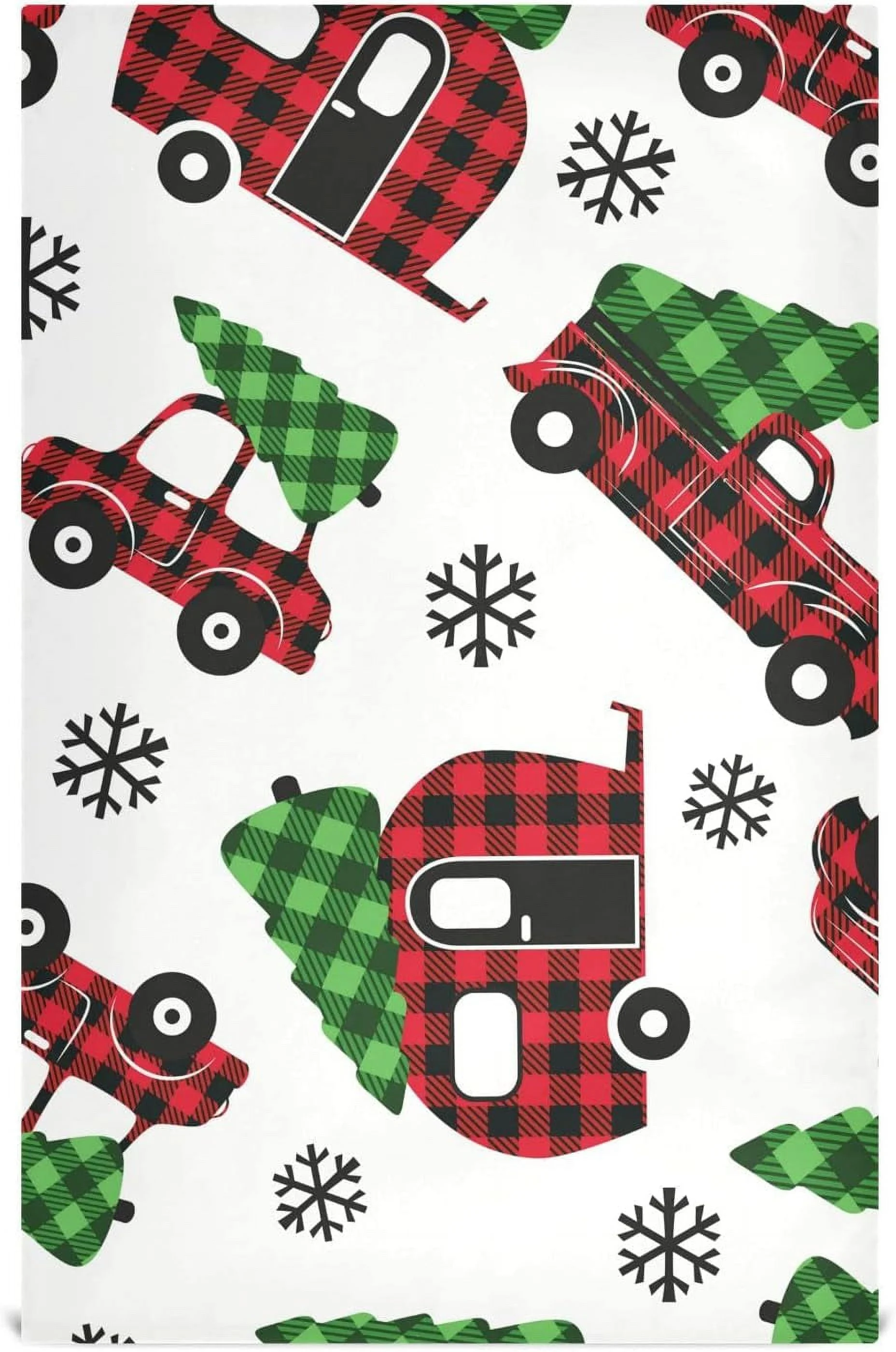 GZHJMY Plaid Christmas Red Car Kitchen Towels Set of 4 Dishcloths Hand Towels Tea Towels Ultra Absorbent for Cleaning Washing Drying Dishes Tableware 28'' x 18''