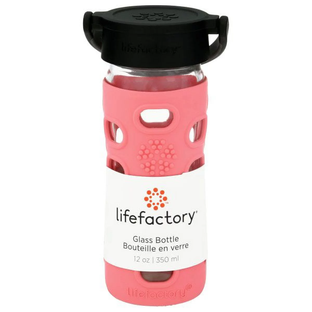 Lifefactory - Glass Water Bottle with Classic Cap and Silicone Sleeve Core 2.0 Coral - 12 fl. oz.
