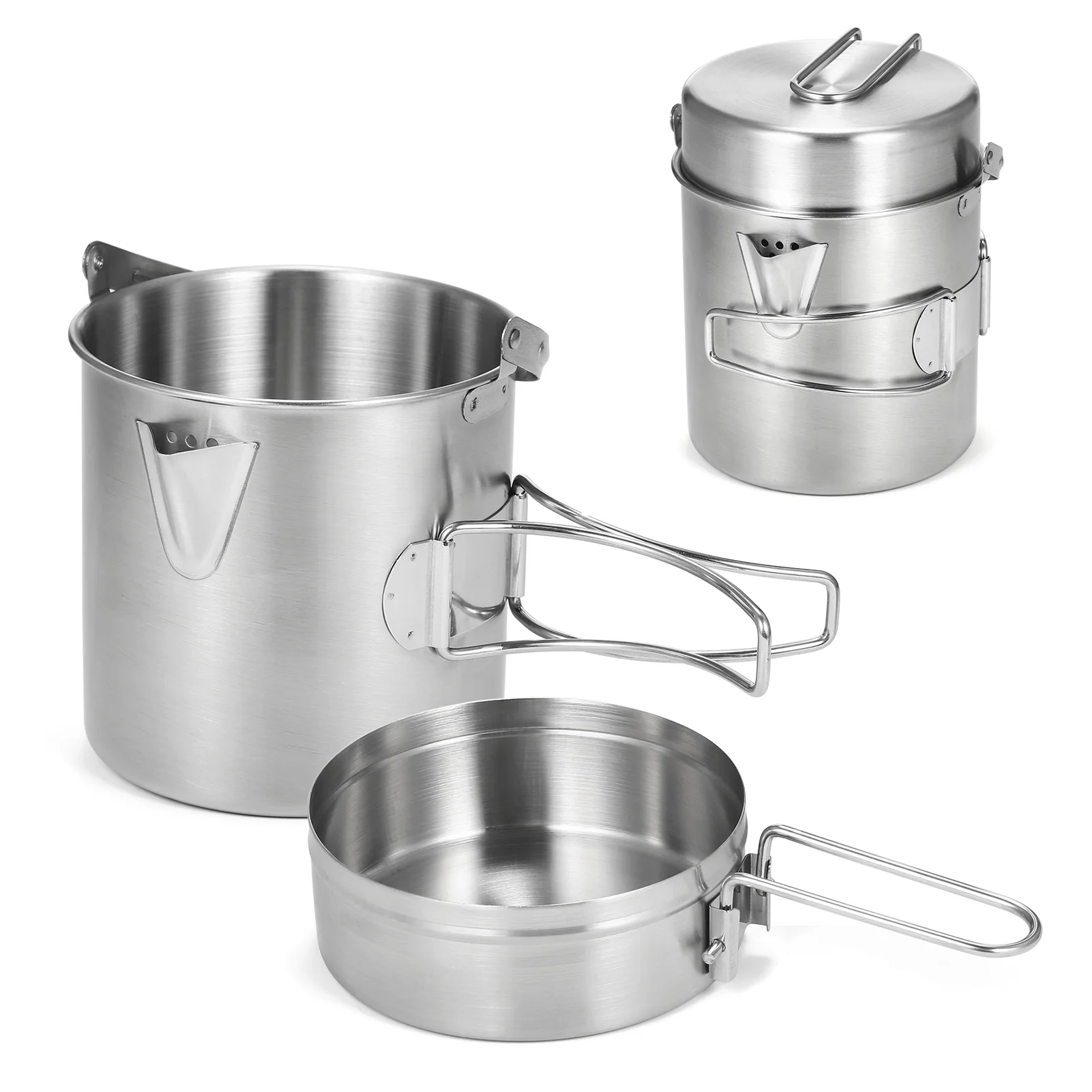 Carevas Outdoor cooking utensils,Stainless Steel Kettle PortablePortablePot 1l Pot With Handle Bottle Cup Or And Dual Use Siuke Dual Use Cover Cup Or Pot Handle And Dual Mewmewcat
