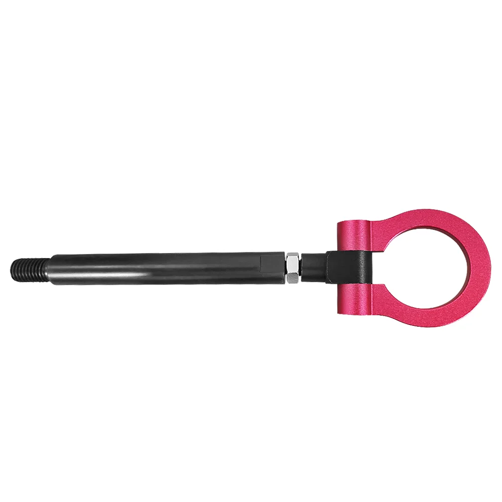 Ikon Motorsports Compatible with 16-20 Chevy Camaro Front Tow Hook Bar Black Pole and Red Circle - Aluminum