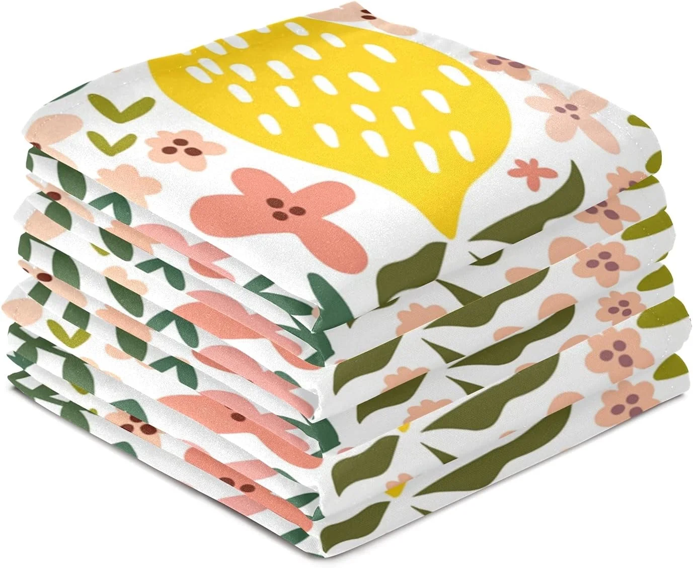 Kitchen Dish Towels, Beautiful Floral Lemon Kitchen Towels Set of 6 Super Soft Absorbent Dish Towels Set Microfiber Polyester Kitchen Dish Cloths Decorative Tea Towels, 28