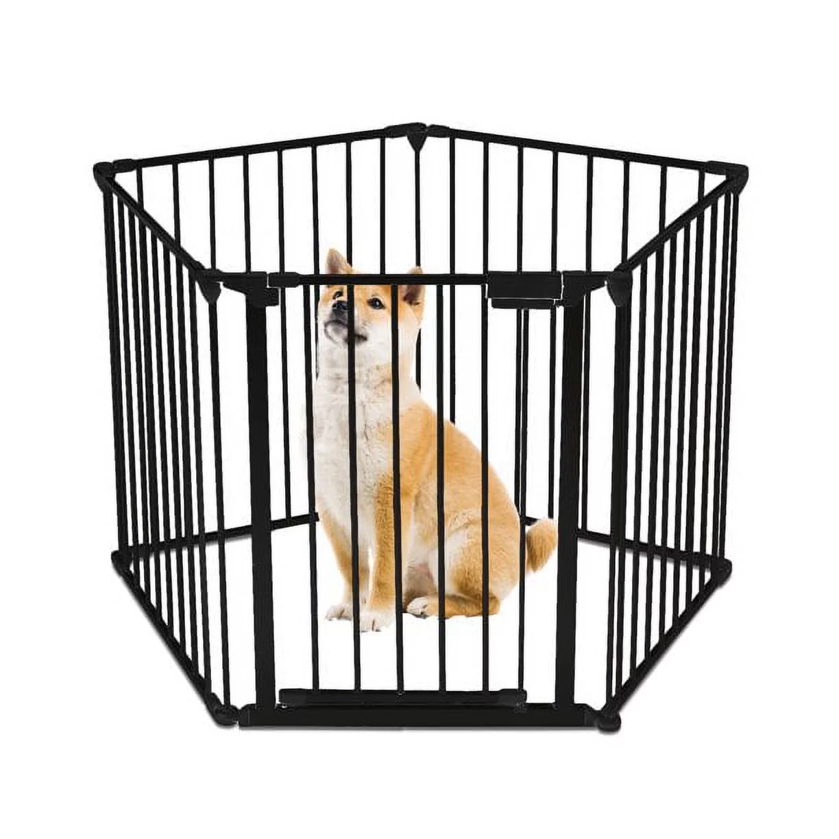 AGPTEK Fireplace Fence Dog Pet Baby Gate Playard Cage Fence+Swing door 5Panel Play-Pen