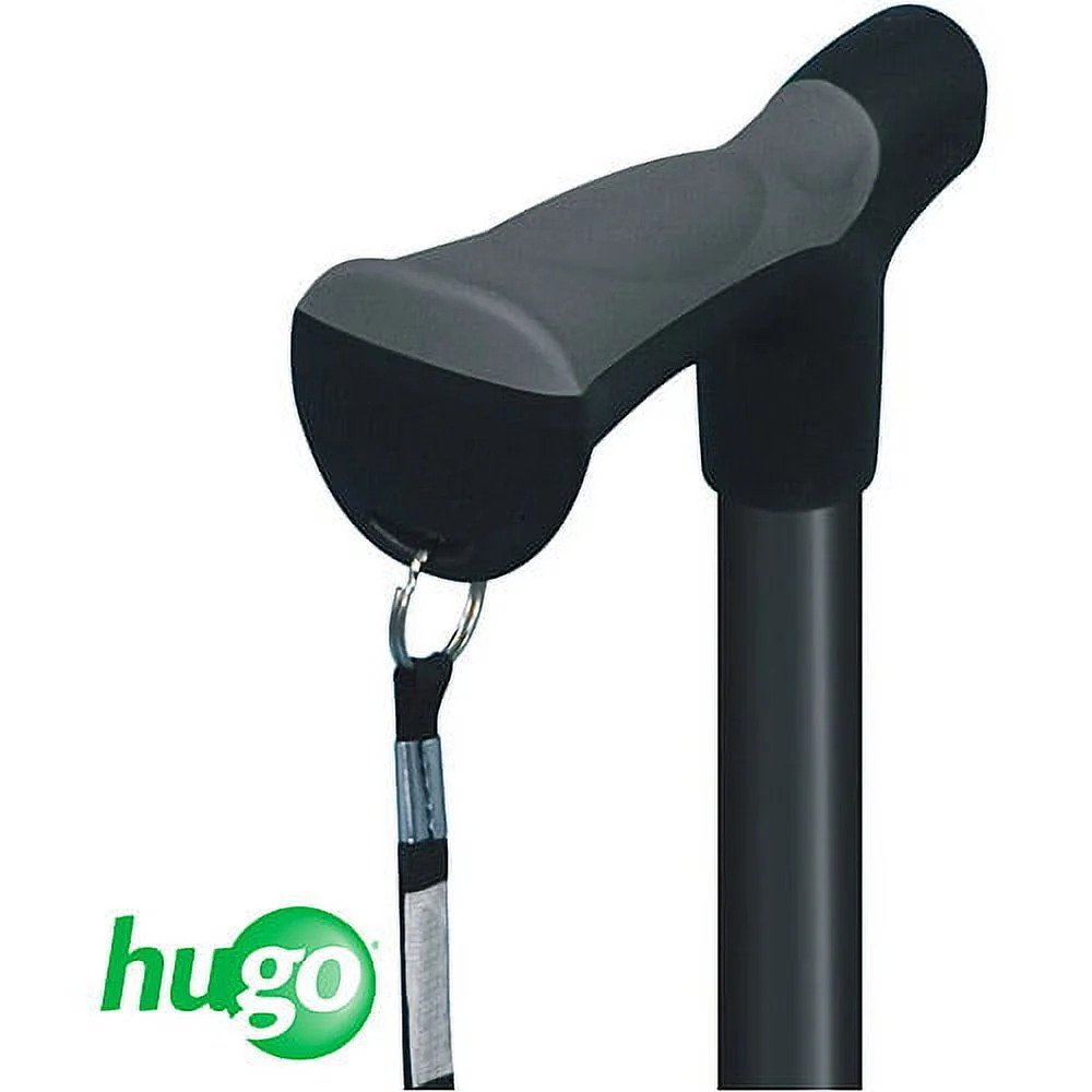 Hugo Adjustable Derby Handle Cane with Reflective Strap, Ebony