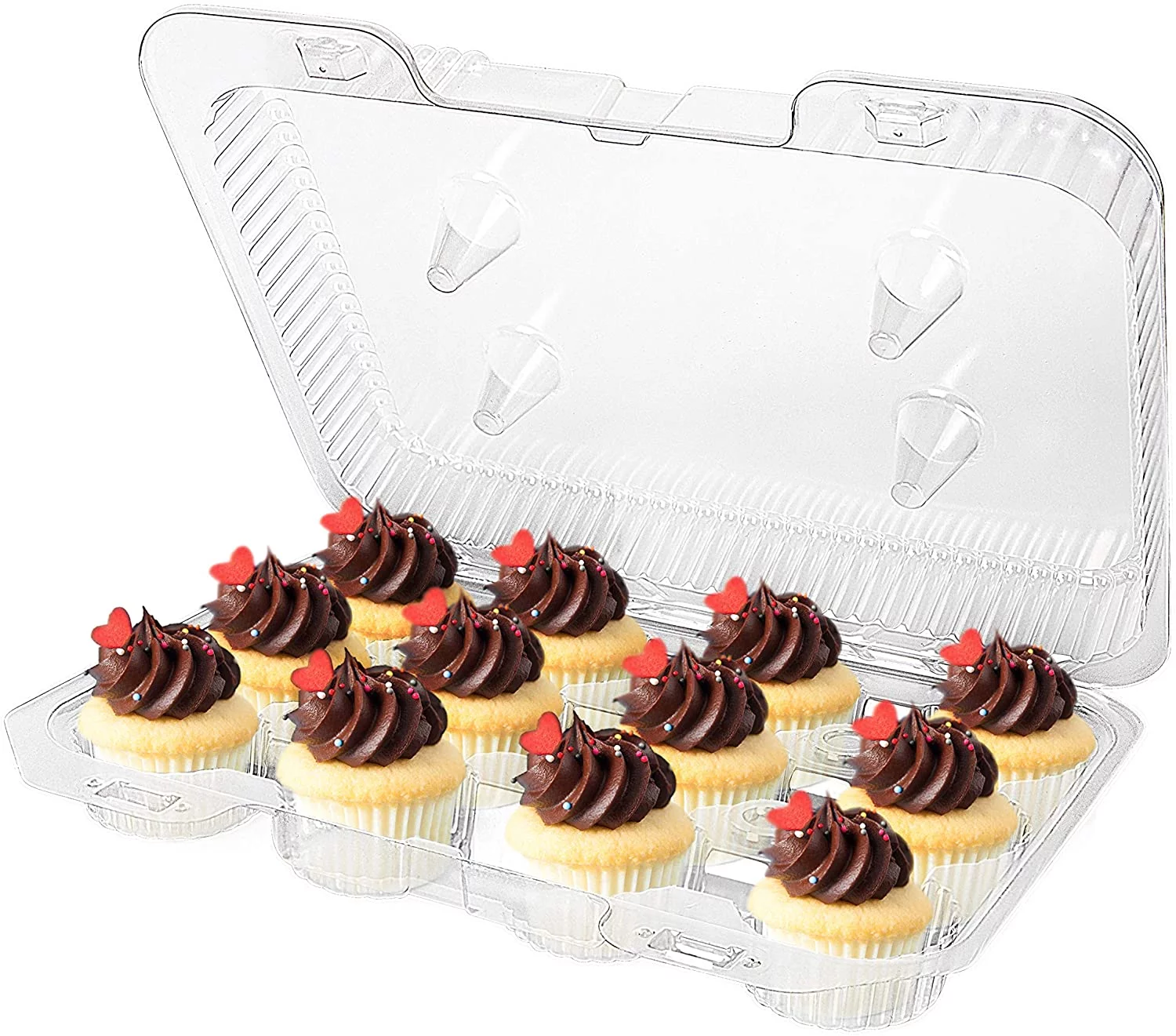 Stock Your Home 12-Compartment Disposable Containers (40 Count) - Plastic Mini Cupcake Containers