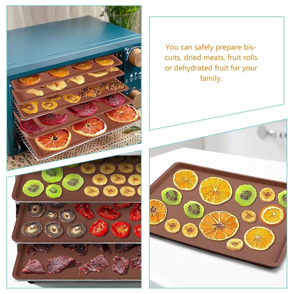 3pcs Silicone Dehydrator Sheet Oven Baking Fruit Drying Reusable Dehydrator Tray
