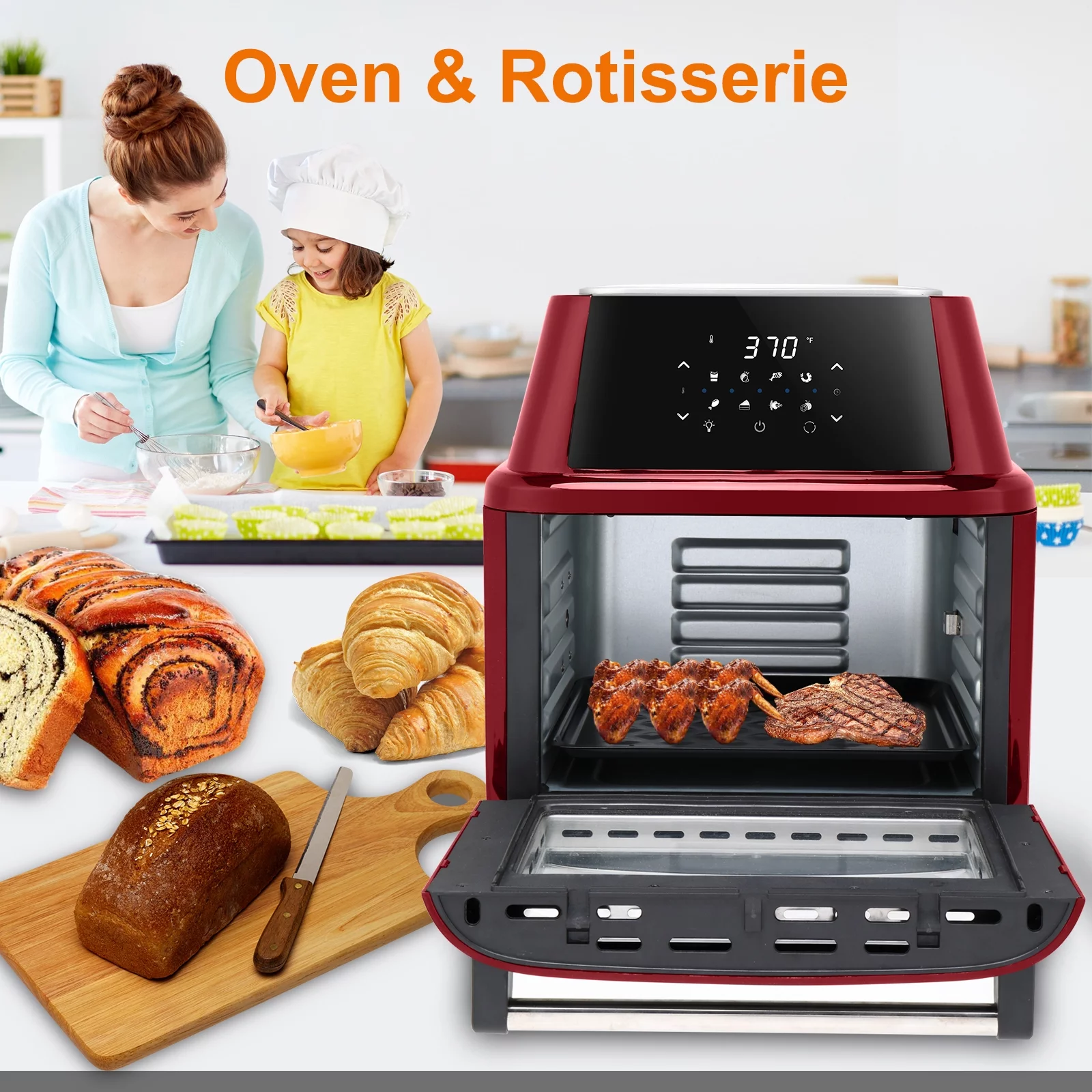 Ktaxon 16.91Qt 8-in-1 Air Fryer Oven 1800W Large Air Fryers, ETL Certified