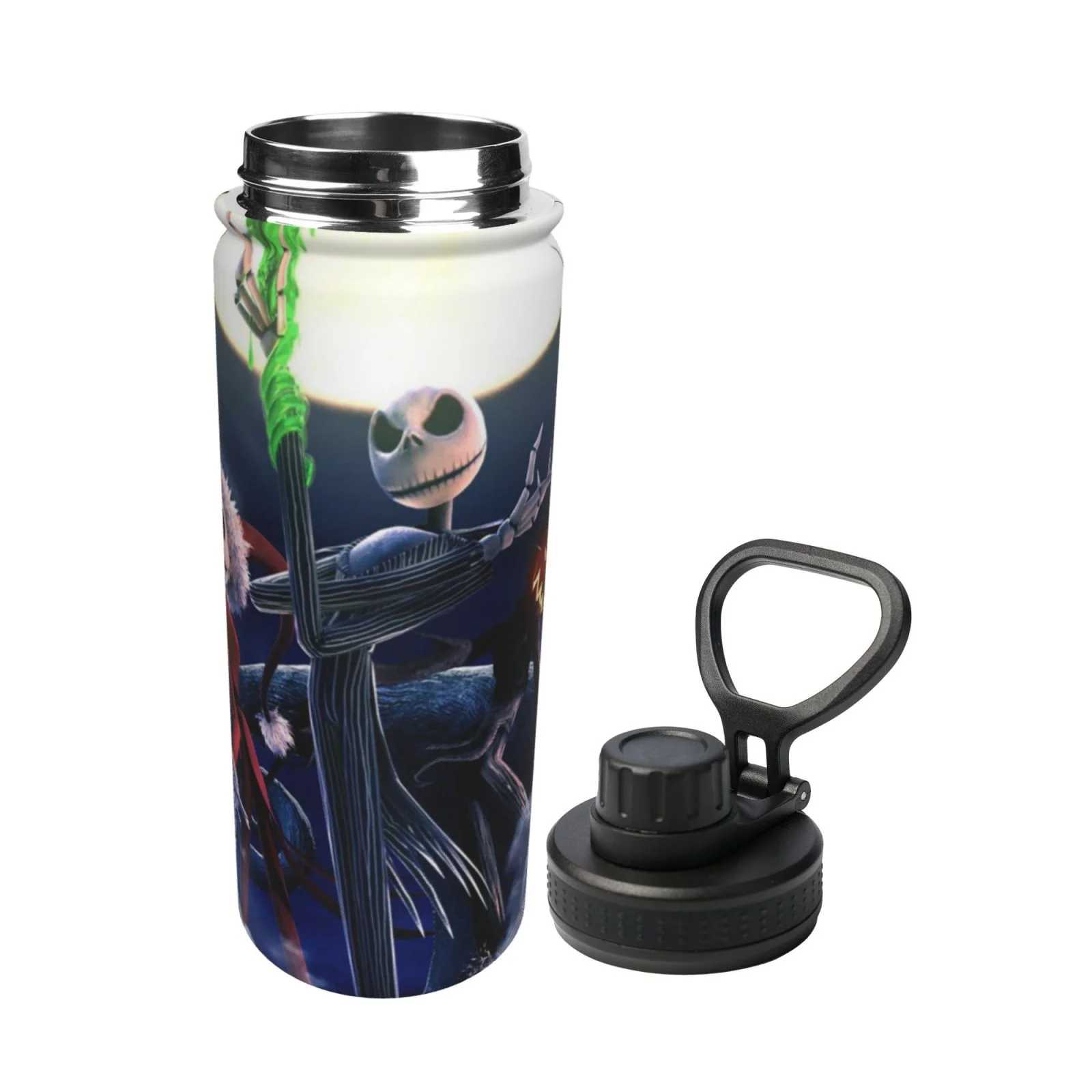 The Nightmare Before Christmas Moon Unisex Sports Insulated Water Bottles Kettle Stainless Steel Portable Cup 18OZ For School Travel Gym Running