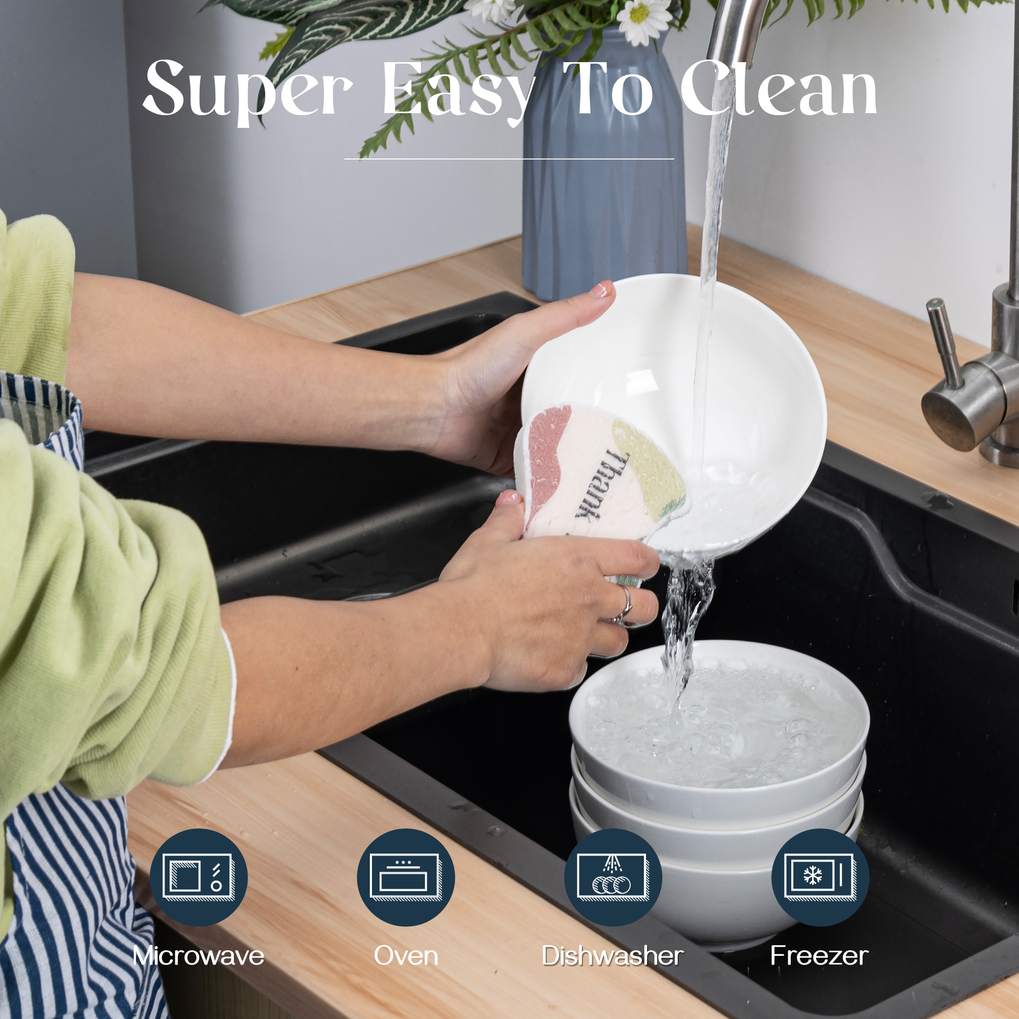 Dowan 6″ Straight Bowl Set of 4 With Sponge