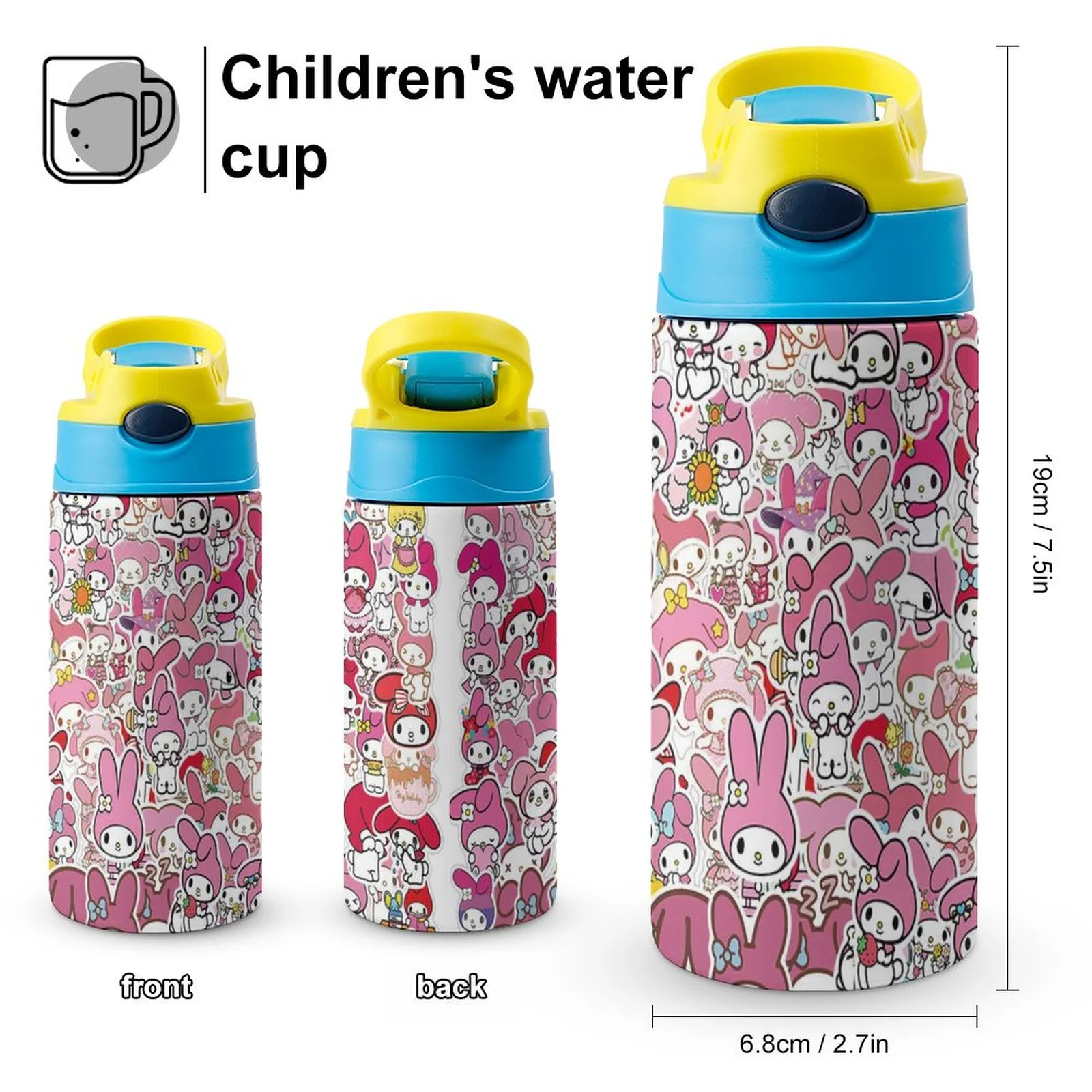 My Melody Children's Water Bottle Vacuum Insulated Stainless Steel Cup With Straw Toddler Thermoses