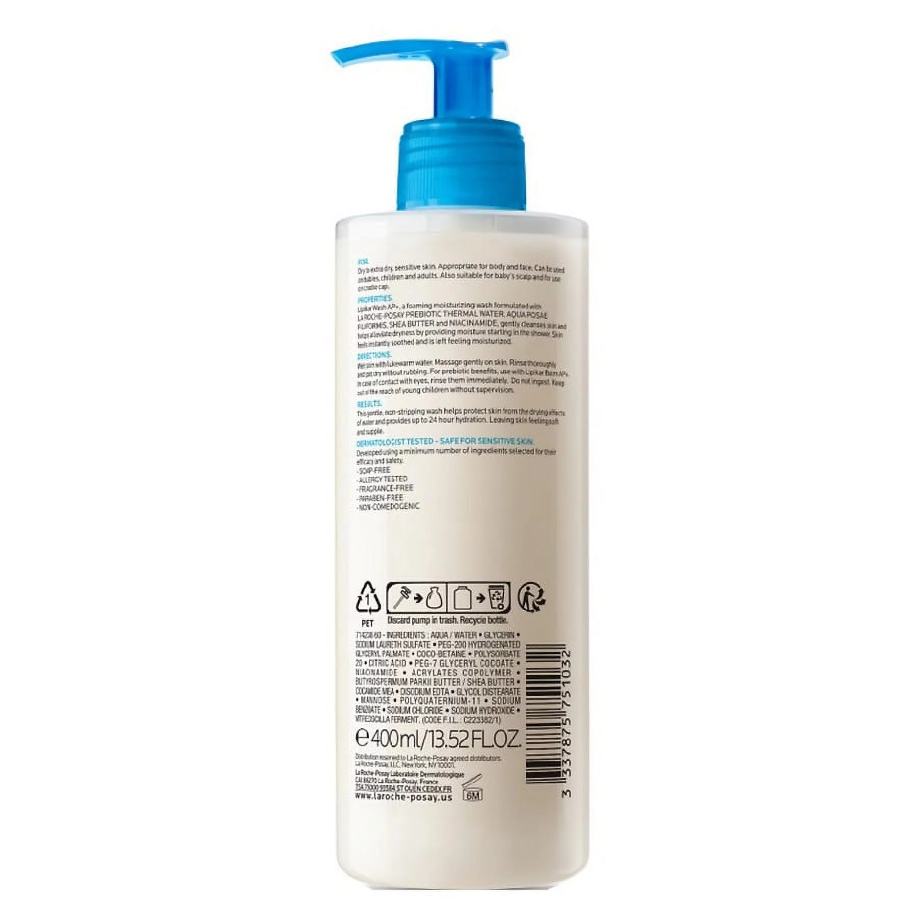 La Roche-Posay Lipikar AP+ Body & Face Wash, Gentle Cleanser with Shea Butter and Niacinamide