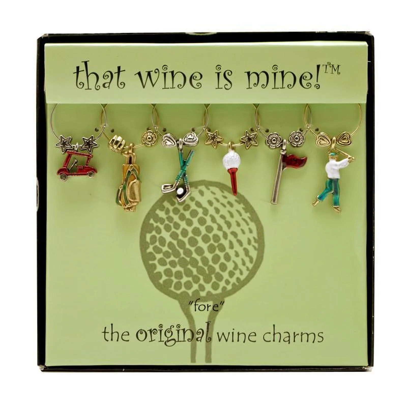 Wine Things 6-Piece Wine Charms/Wine Glass Tags/Drink Markers for Stem Glasses, Wine Tasting Party (Painted Fore)