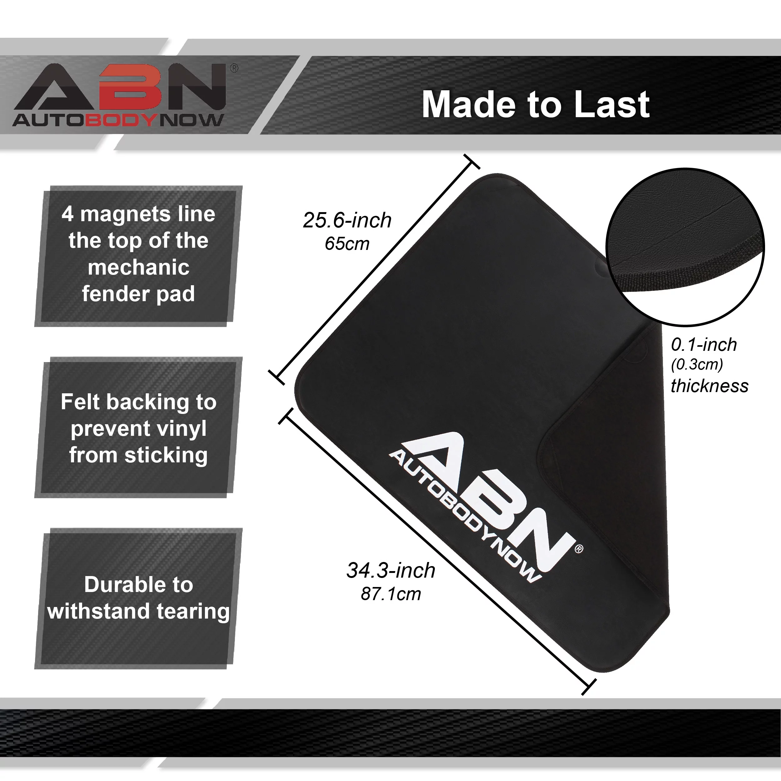ABN Magnetic Fender Cover for Mechanics - 34.3 x 25.6in Car Hood Cover Protector