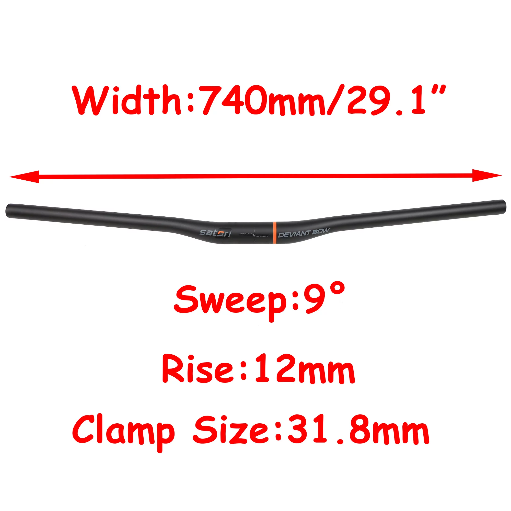 SATORI DEVIANT BOW Mountain Bike Bicycle Full Carbon Handlebar 31.8x740mm