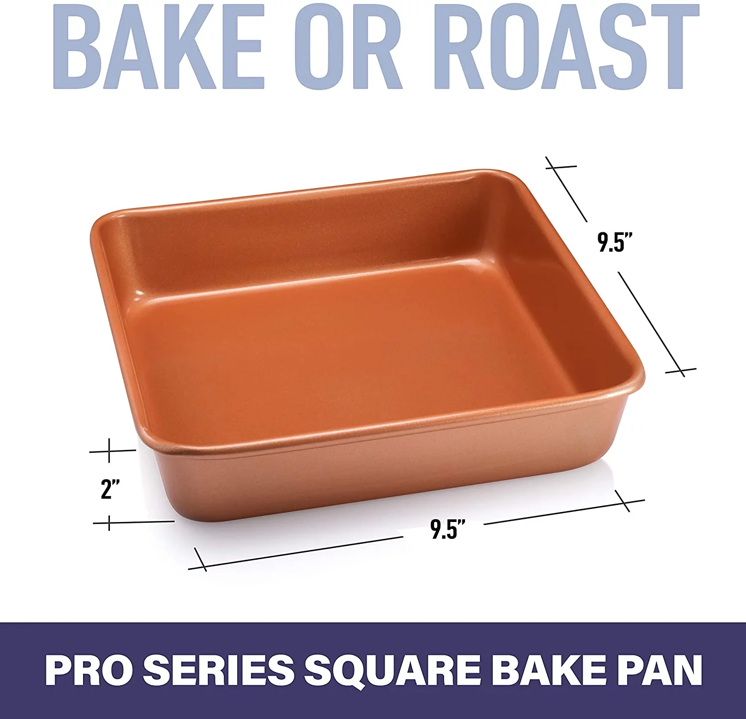 Gotham Steel Bakeware Nonstick Square Baking Pan, Square Cake Pan, Brownie Pan – Large 9.5” x 9.5” x 2”