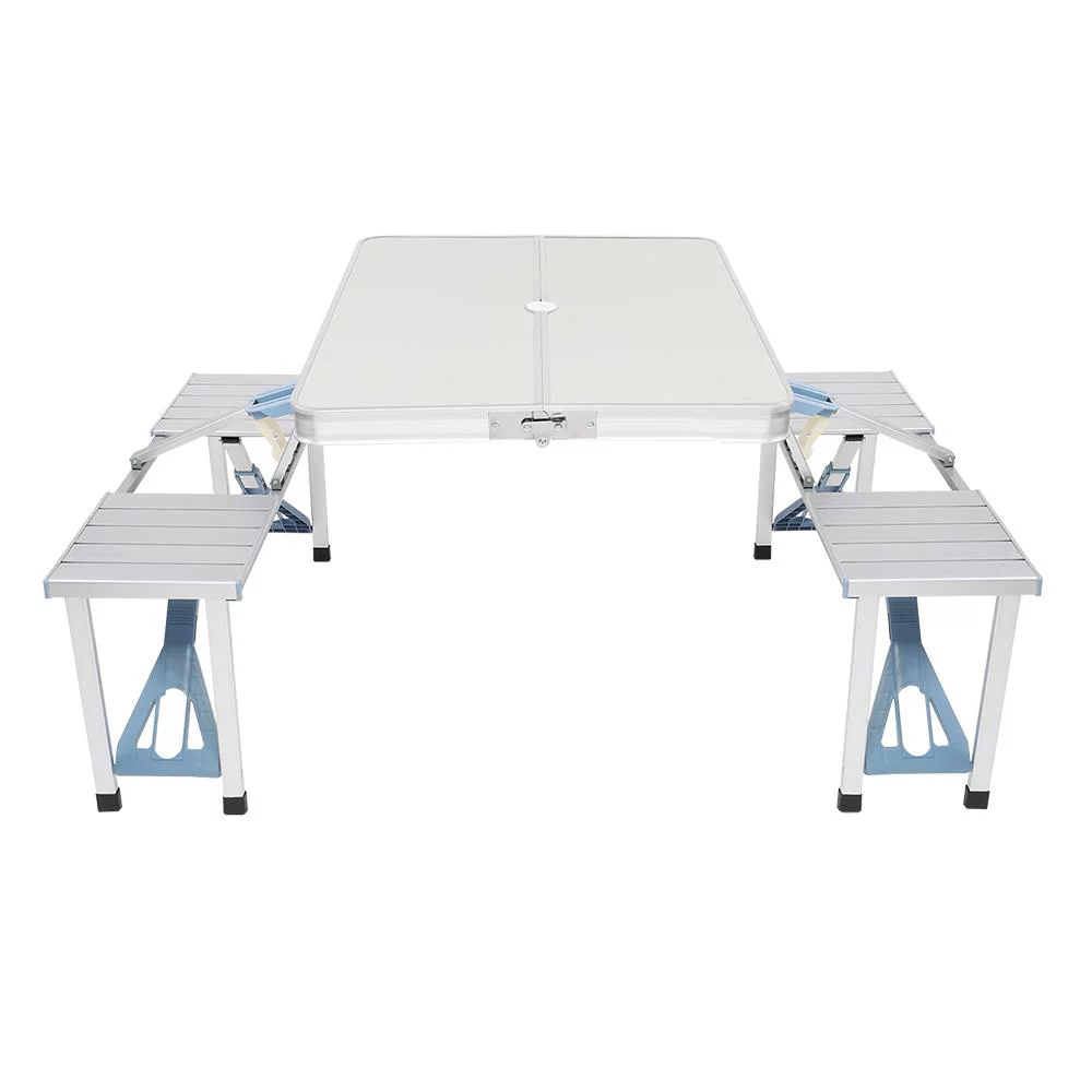 UBesGoo Picnic Table Folding With 4 Person Chair Seats Aluminium Silver
