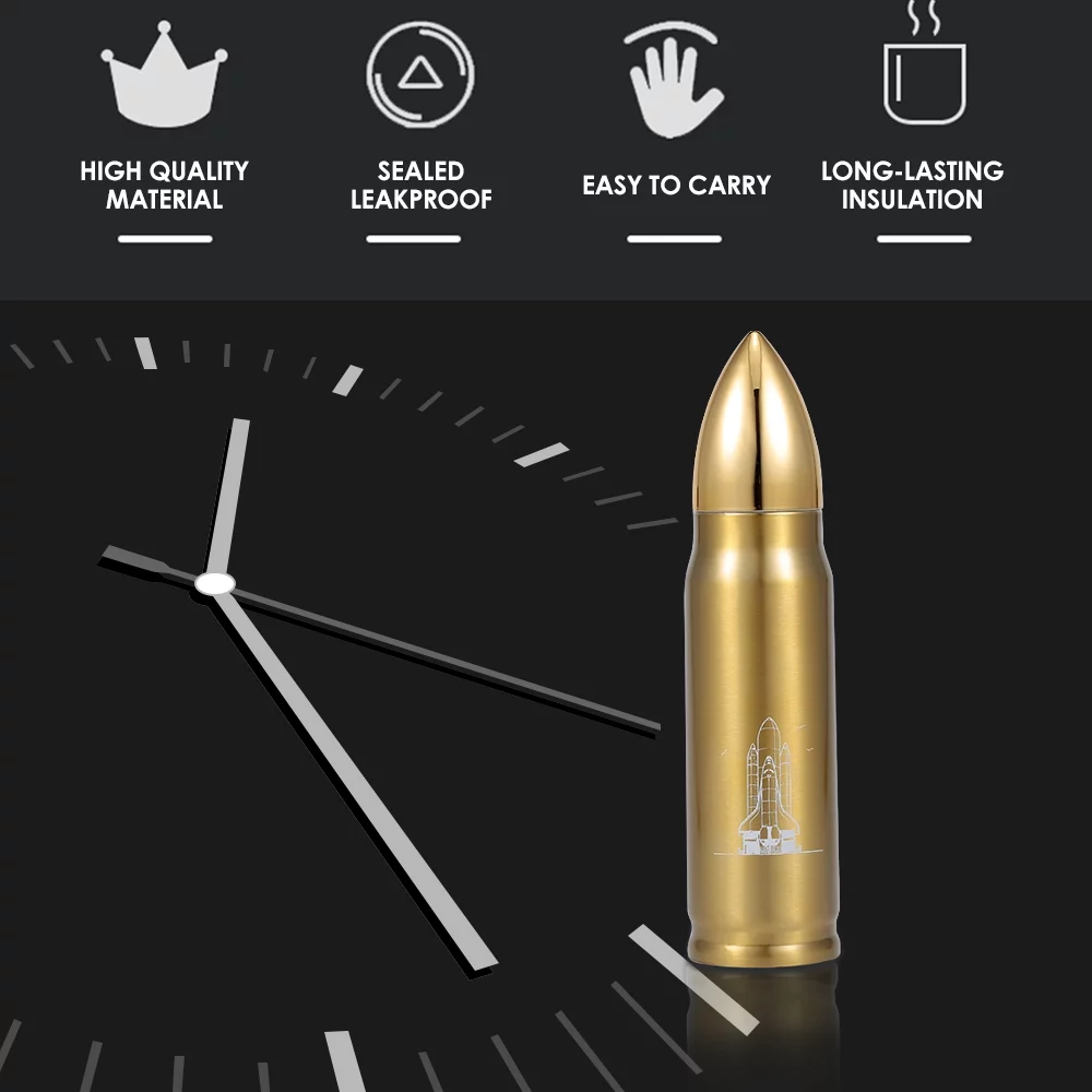 Water Bottle Stainless Steel 500ml Vacuum Insulated Water Bottle Bullet Shape Travel Cup Keep Warm