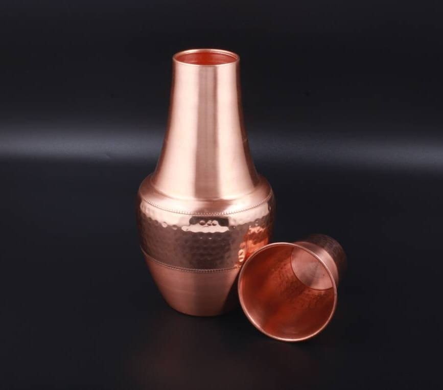 ProudlyIndia Metal Water Bottle, Tamba Glass, Pure Copper Bottle, Copper Water Bottles 1.4 Liter With 1 Glasses, Tamba bottle, Copper Glass Online
