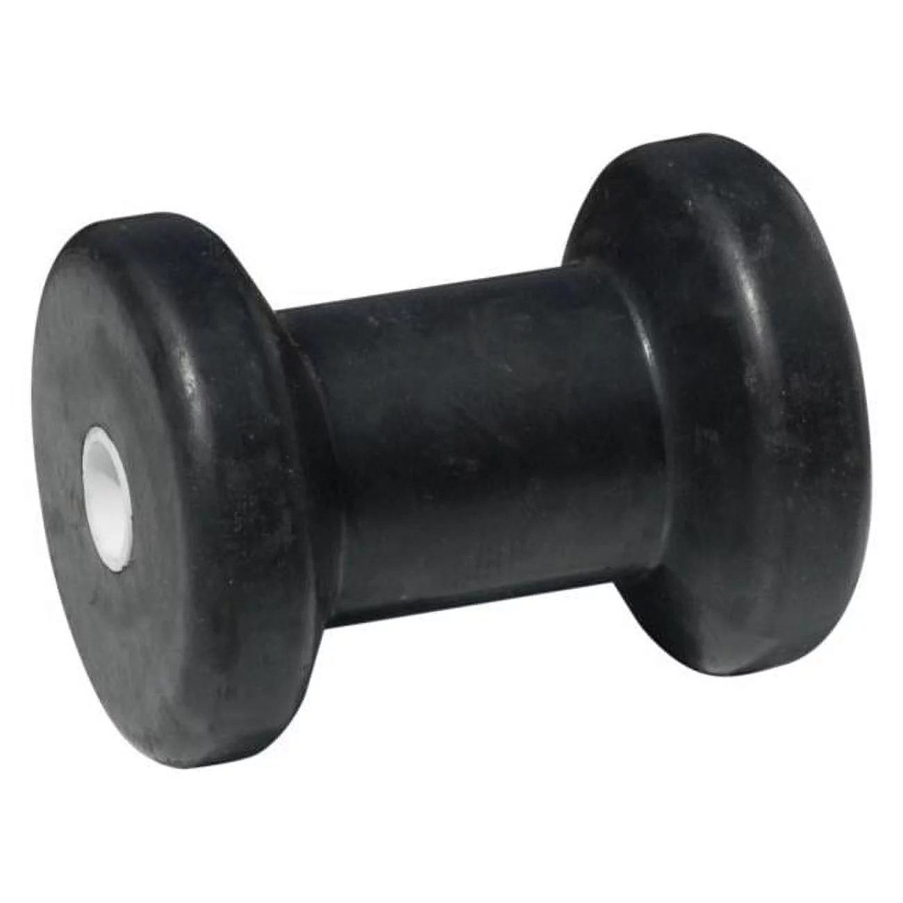 4 in. Black Rubber Spool-Shaped Keel Roller for 0.62 in. Shaft