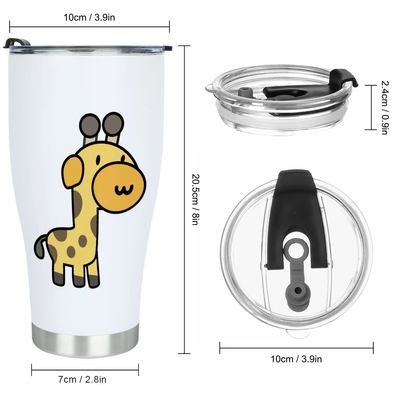 Hidove Stainless Steel Tumbler, Girrafe Cartoon 30oz Leak Proof & Stainless Steel Bottle for Hot & Cold Drinks - Coffee Travel Mug, Water Metal Canteen, Thermal Cup