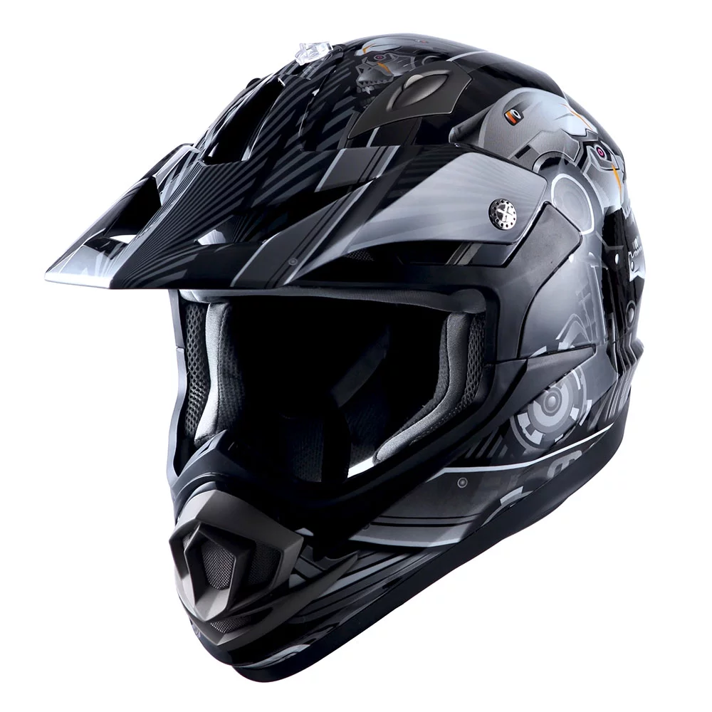 1STORM MOTORCYCLE BIKE FULL FACE HELMET HGXP14B BOOSTER SKULL BLACK