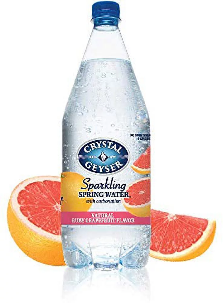Crystal Geyser Natural Flavored Sparkling Spring Water, Ruby Grapefruit, 24 Pack, 18 Oz Bottles, No Artificial Ingredients Or Sweeteners, Carbonated, Non Gmo