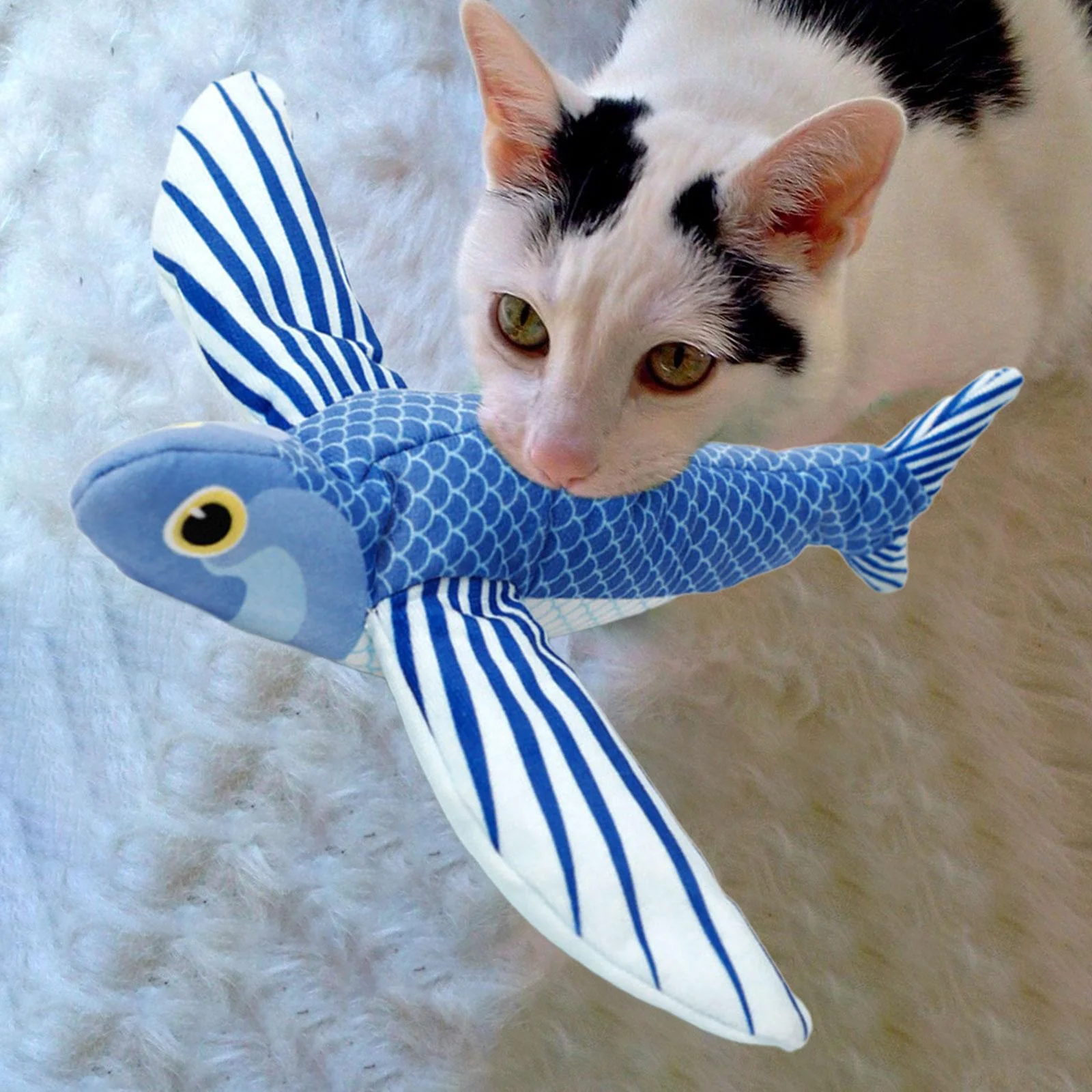 Gazechimp Interactive Cat Toy Pet Training Durable Touch Activated Kitten Toy Exercise Blue Fishes
