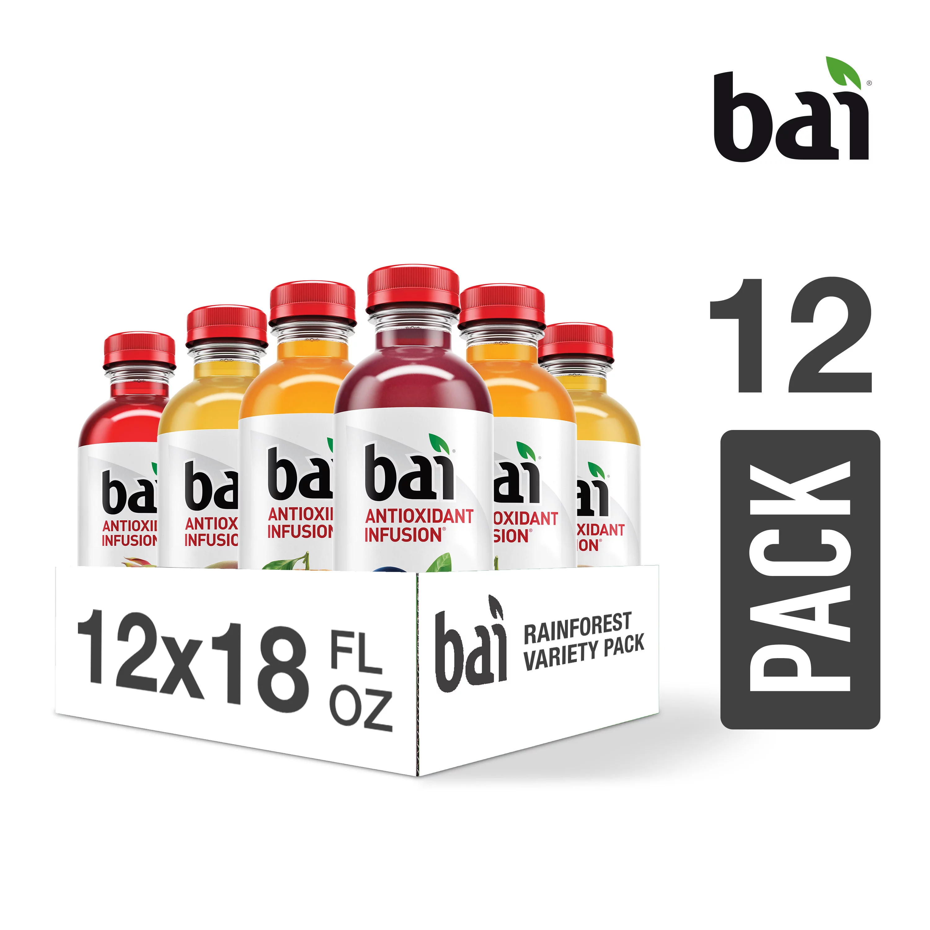 Bai Antioxidant Infused Variety Pack Rainforest Juices, 18 Fl Oz, 12 Count Bottles