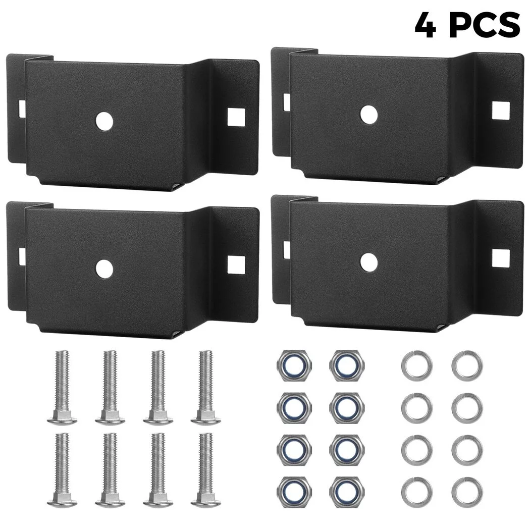 4PCS Trailer Stake Pockets, Utility Trailer Straight Brackets for Wood, Frosted Anti-Slip Stake Pockets with Bolts, Nuts and Washers, Fit for Flat Beds and Trucks