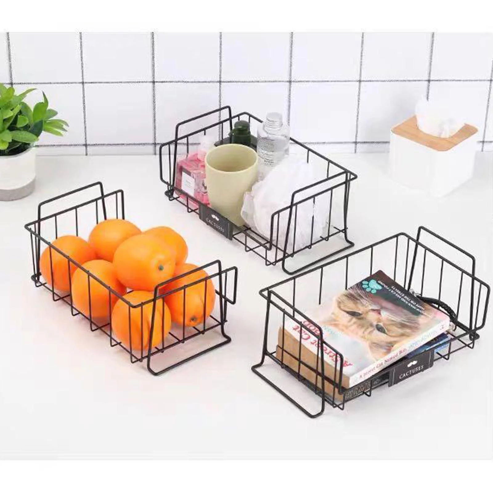 Kitchen Fridge Organisers Storage Rack Freezer Shelf Holder Space Saver Organization baskets for Vegetables and Fruits