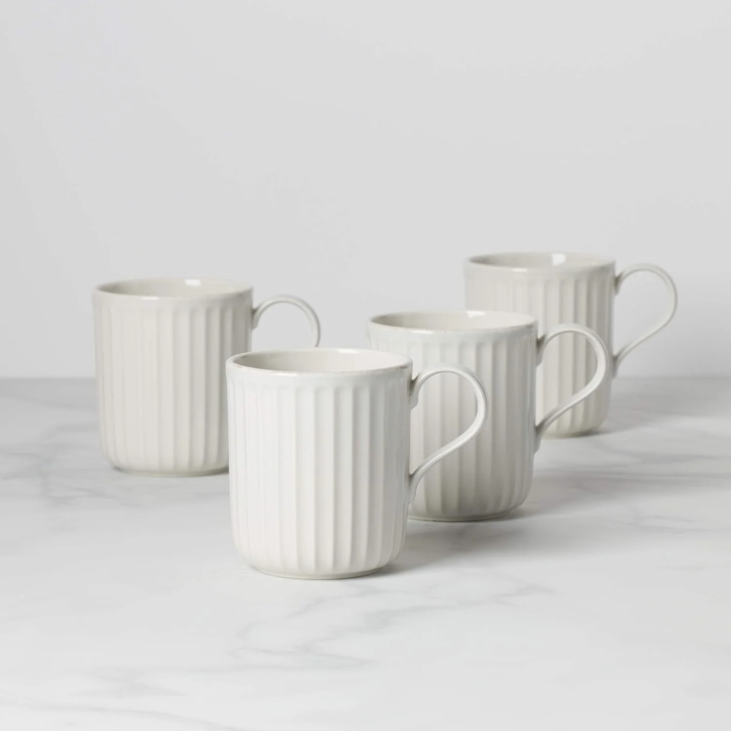 French Perle Scallop 4-Piece Mug Set, 4 Count (Pack Of 1)