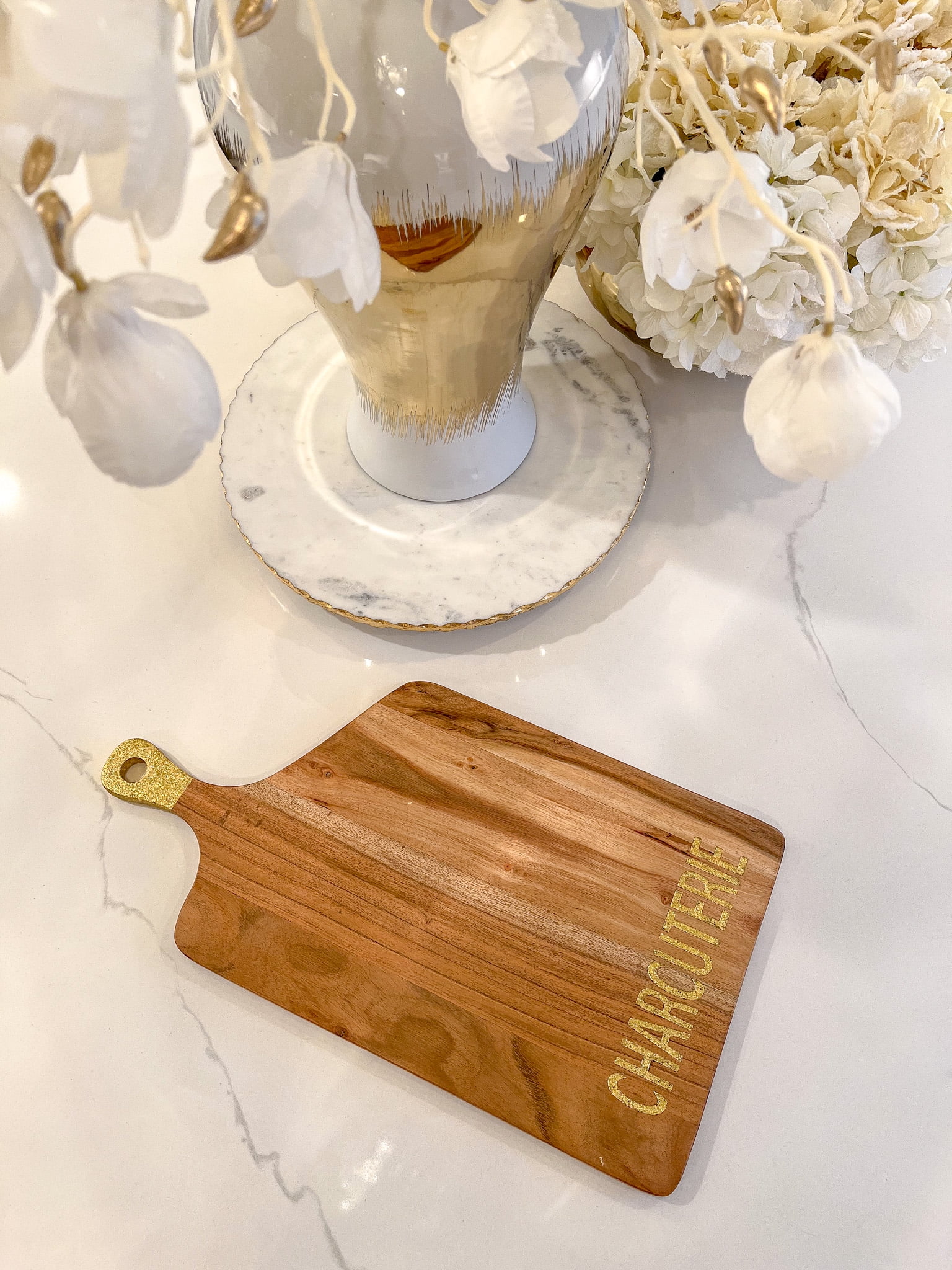 Inspire Me! Home Decor Wood Charcuterie Board with Gold Handle