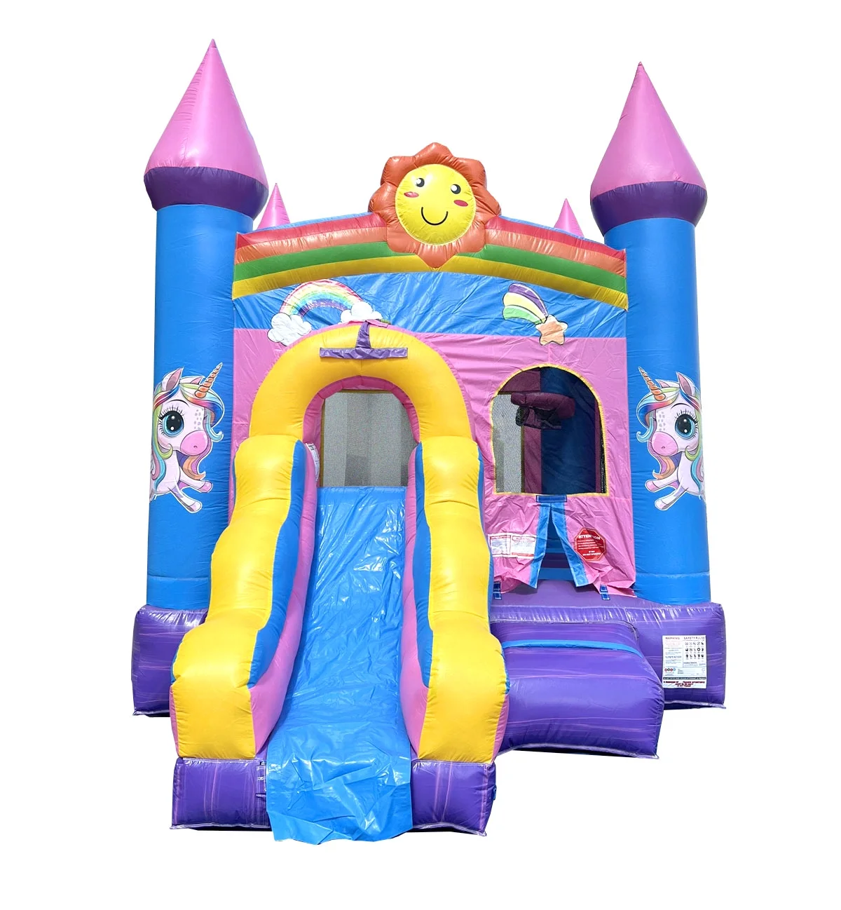 Pogo Bounce House Crossover Bounce House with Slide, Pink Smiley Face