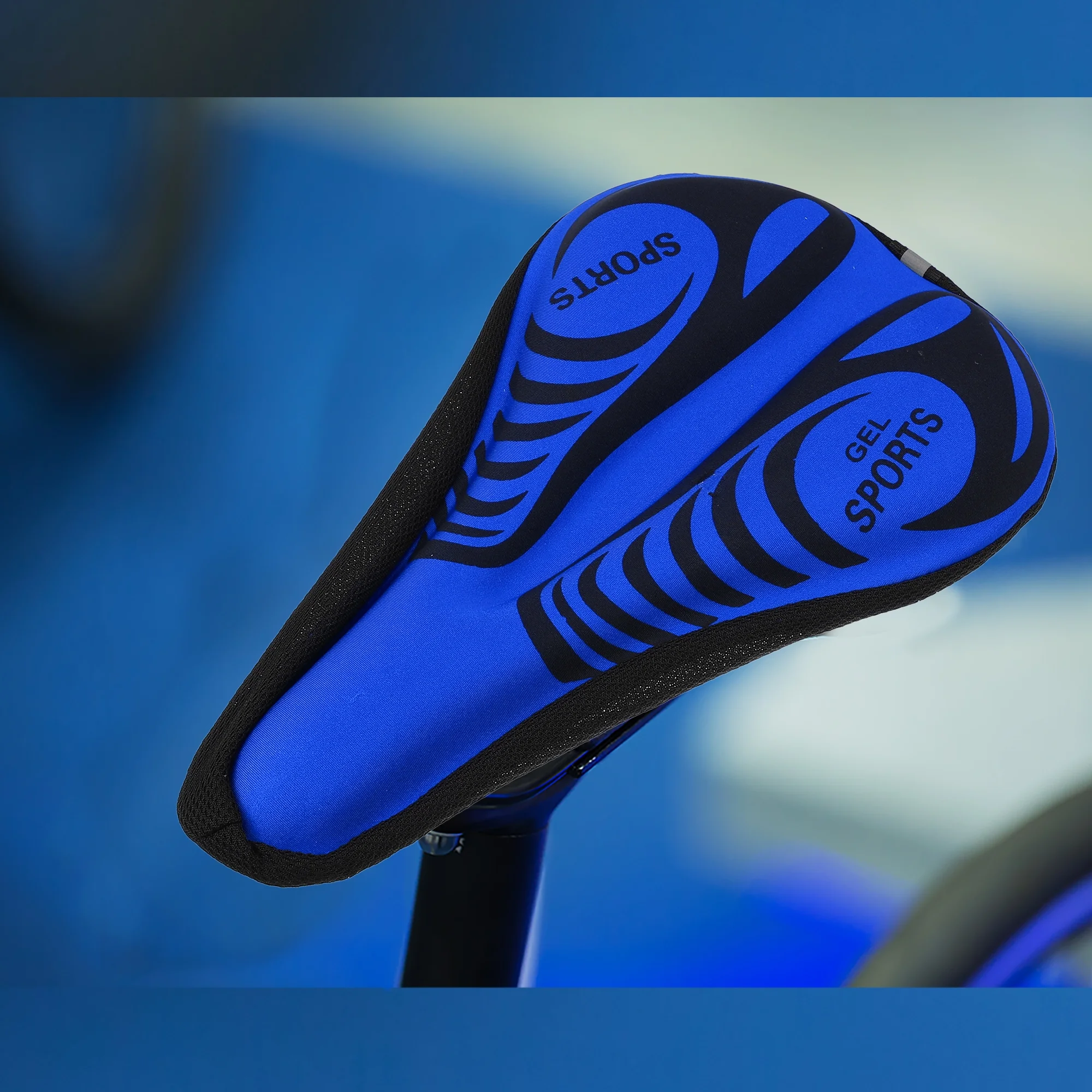Unique Bargains Bike Bicycle Saddle Seat Cover Comfort Pad Padded Soft Slow Elastic Silicone Blue 1 Pcs
