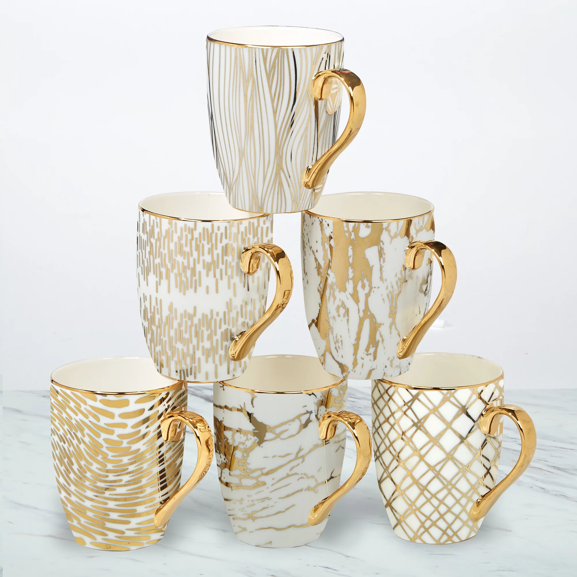 Matrix Set of 6 Gold Plated Mugs