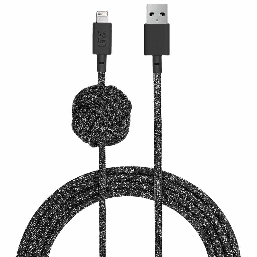 Native Union Night Charge/Sync Lightning Cable with Weighted Knot 10ft (Black)
