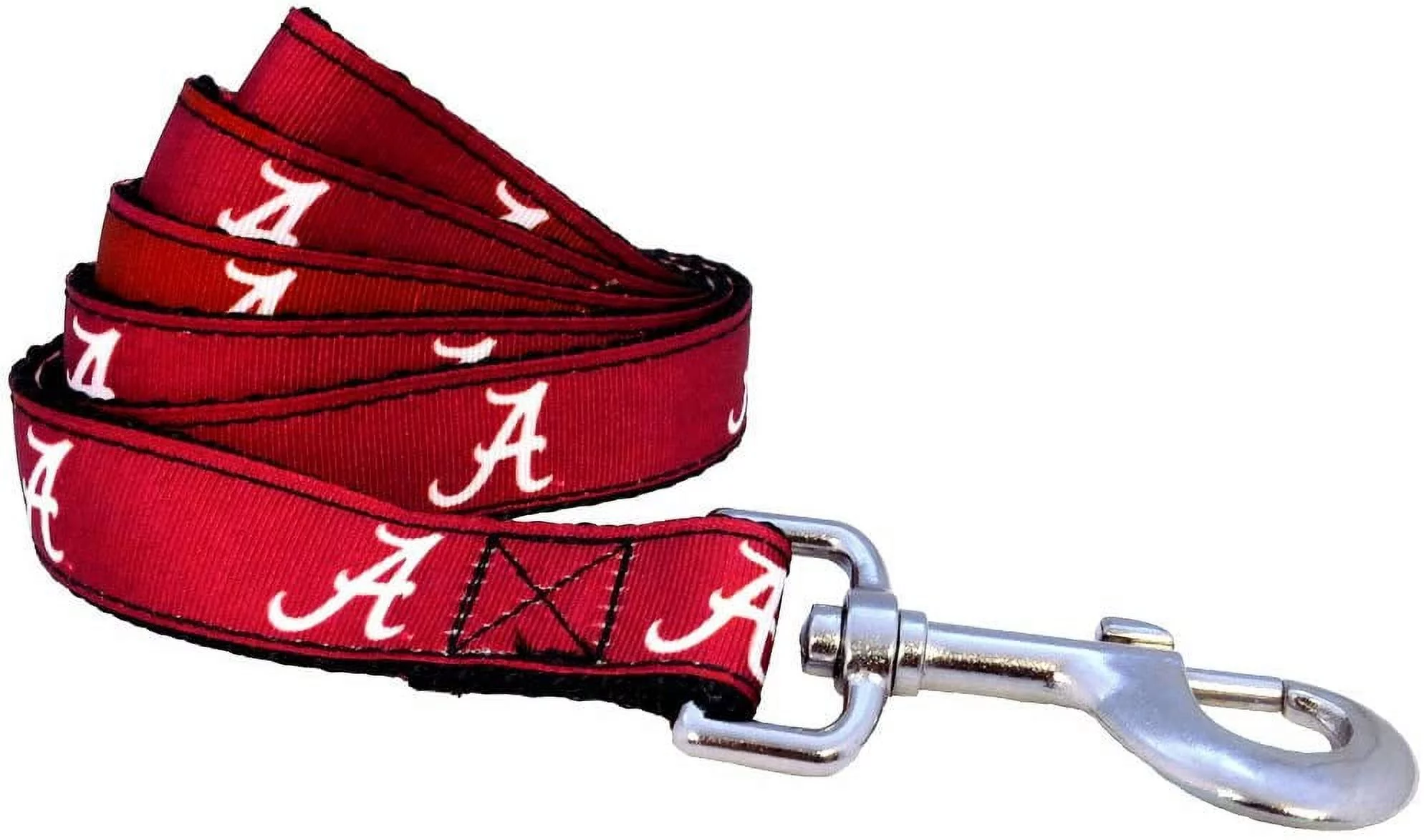 Brand New Alabama Large Pet Dog Collar(1 Inch Wide, 18-30 Inch Long), and Large Leash(1 Inch Wide, 6 Feet Long) Bundle, Official Crimson/Red Colors/Roll/Tides Logo