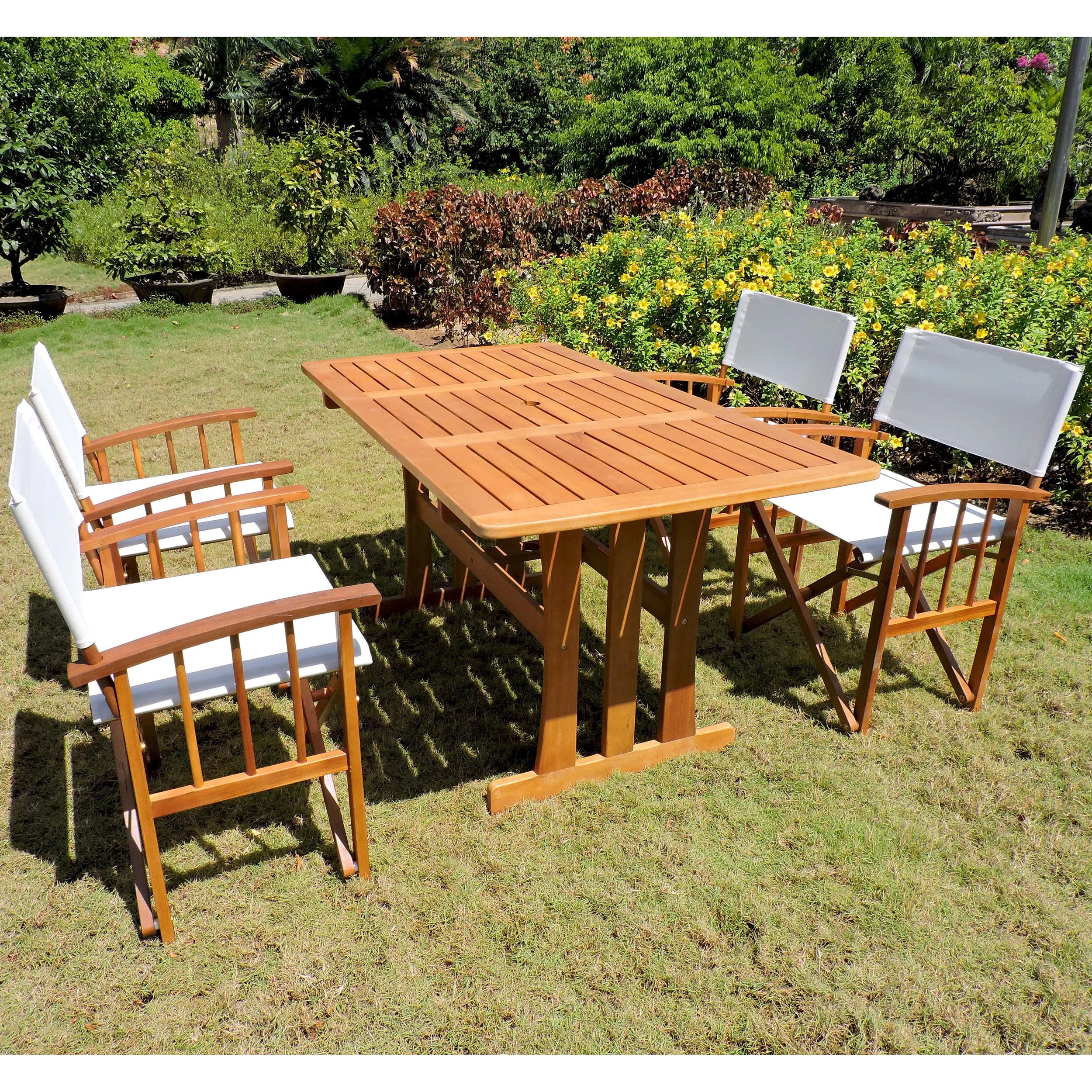 International Caravan  Fasano Acacia Hardwood Outdoor Folding Dining Set (Set of 5)