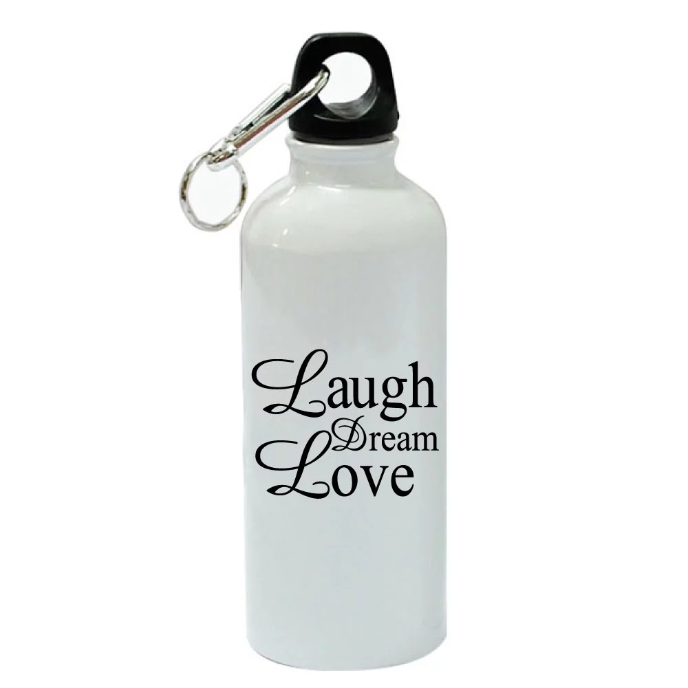 Laugh Dream Love White Aluminum Sports 20 oz Water Bottle